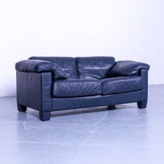 De Sede DS 17 Leather Sofa Blue Two-Seat Couch