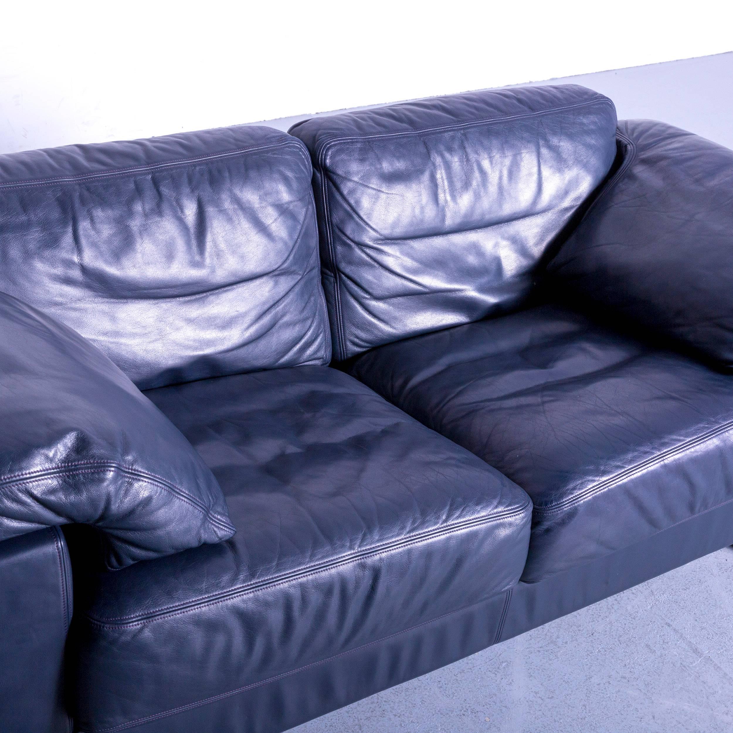 De Sede DS 17 Leather Sofa Blue Two-Seat Couch 2