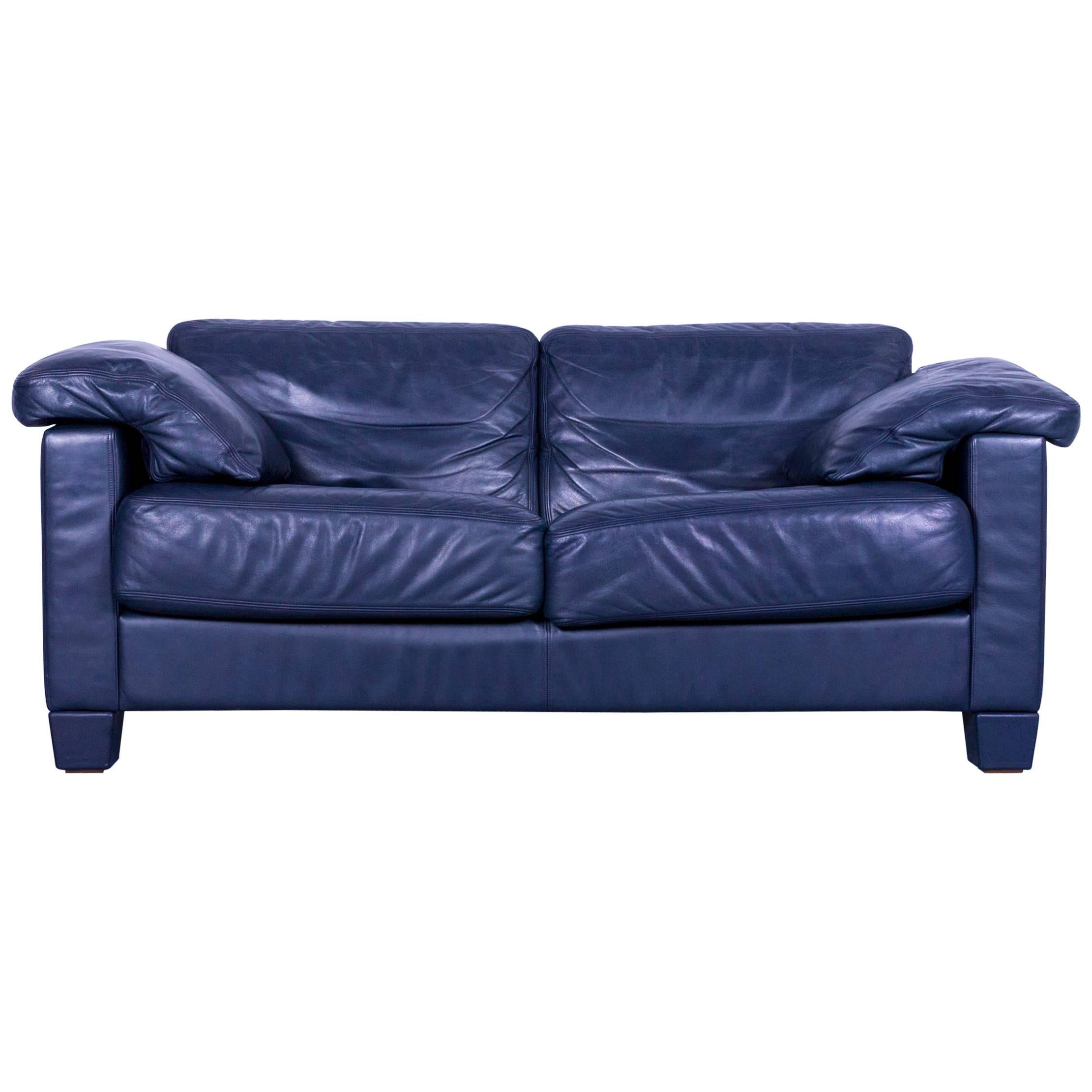 De Sede DS 17 Leather Sofa Blue Two-Seat Couch