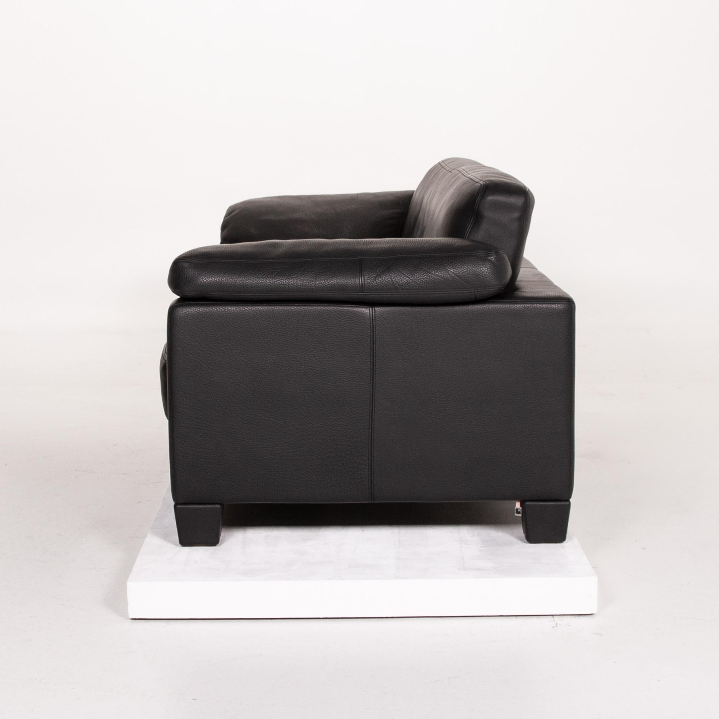 De Sede DS 17 Leather Sofa Set Black 2 Two-Seat For Sale 2