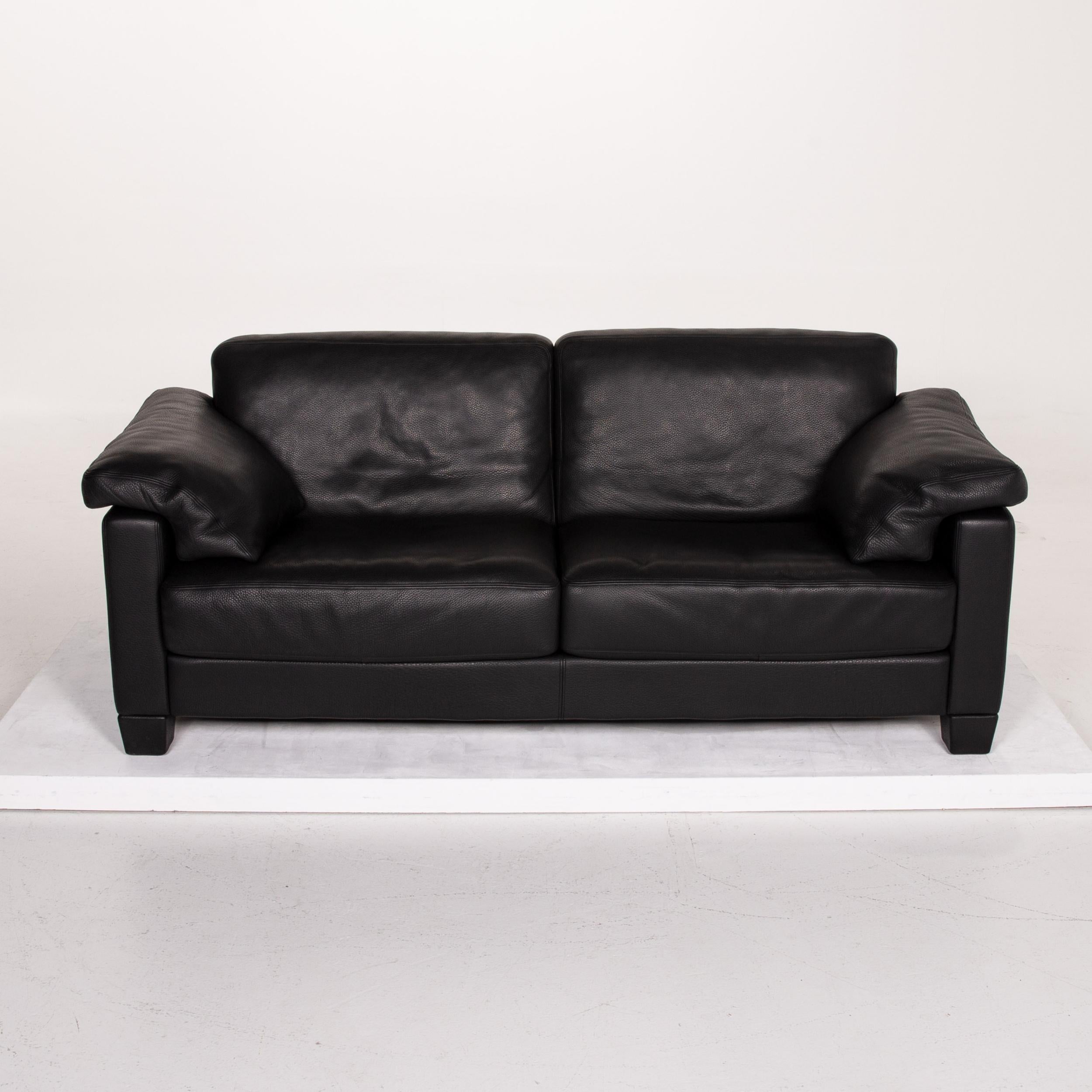 De Sede DS 17 Leather Sofa Set Black 2 Two-Seat In Excellent Condition For Sale In Cologne, DE