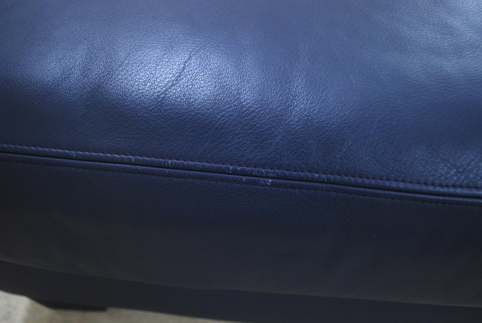 De Sede DS 17 Pair of Blue Leather Ottoman or Pouf For Sale 1