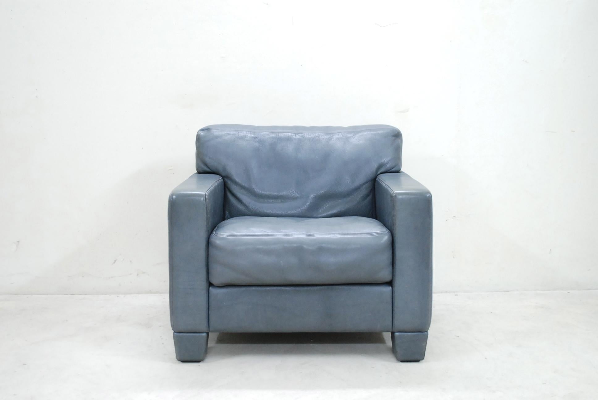 De Sede Ds 17 Paire de fauteuils de salon en cuir gris en vente 9