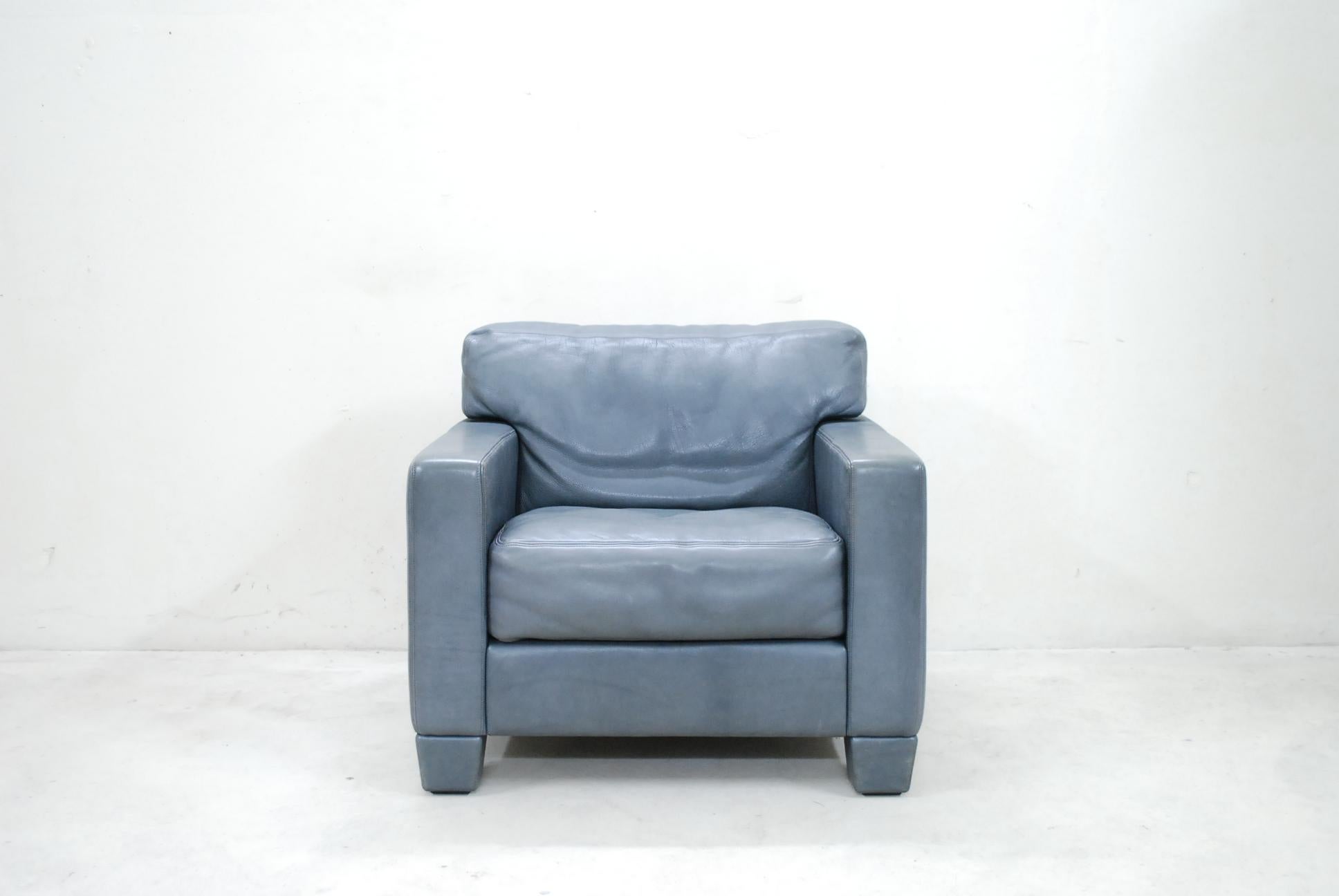 Moderne De Sede Ds 17 Paire de fauteuils de salon en cuir gris en vente