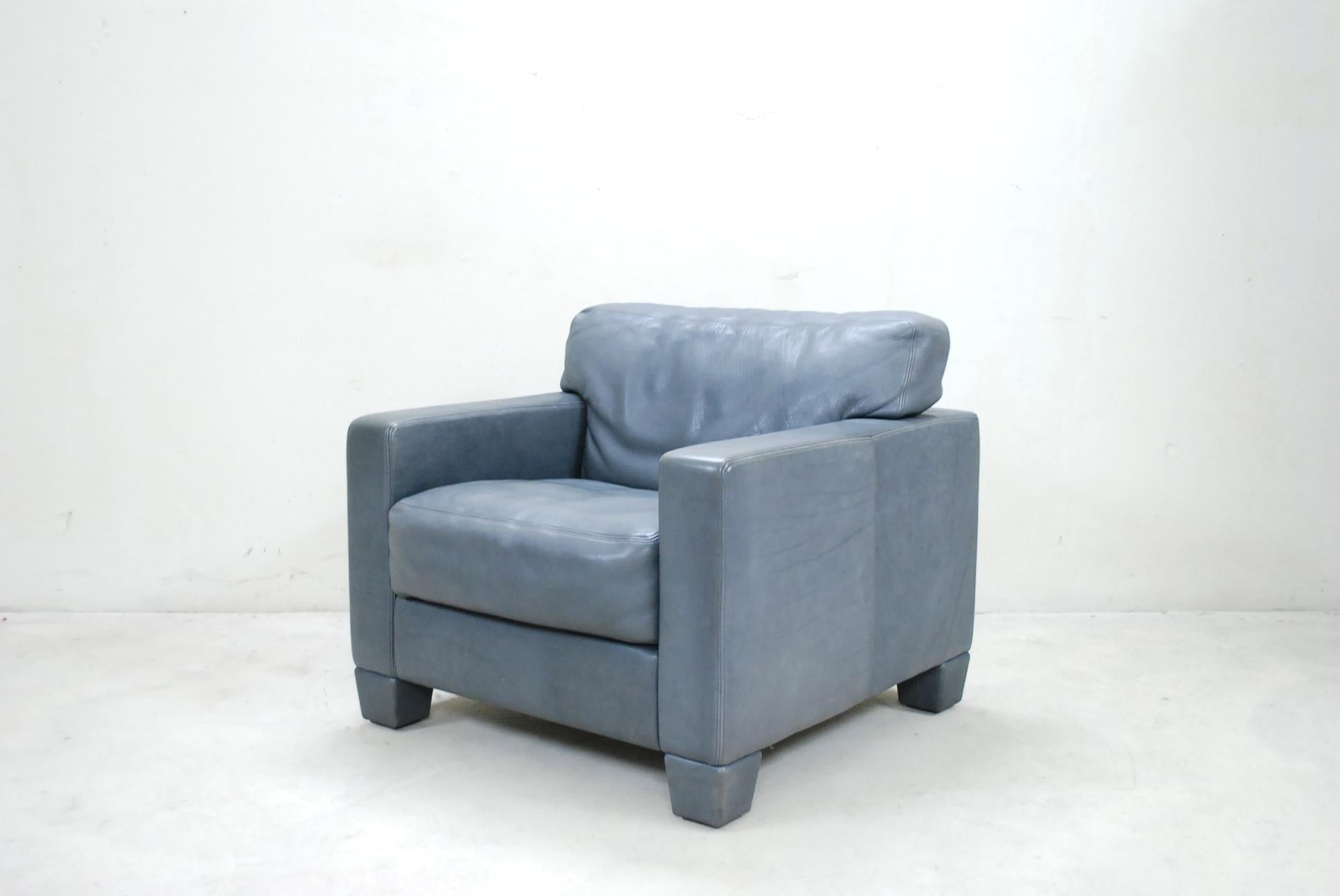 De Sede Ds 17 Paire de fauteuils de salon en cuir gris en vente 2