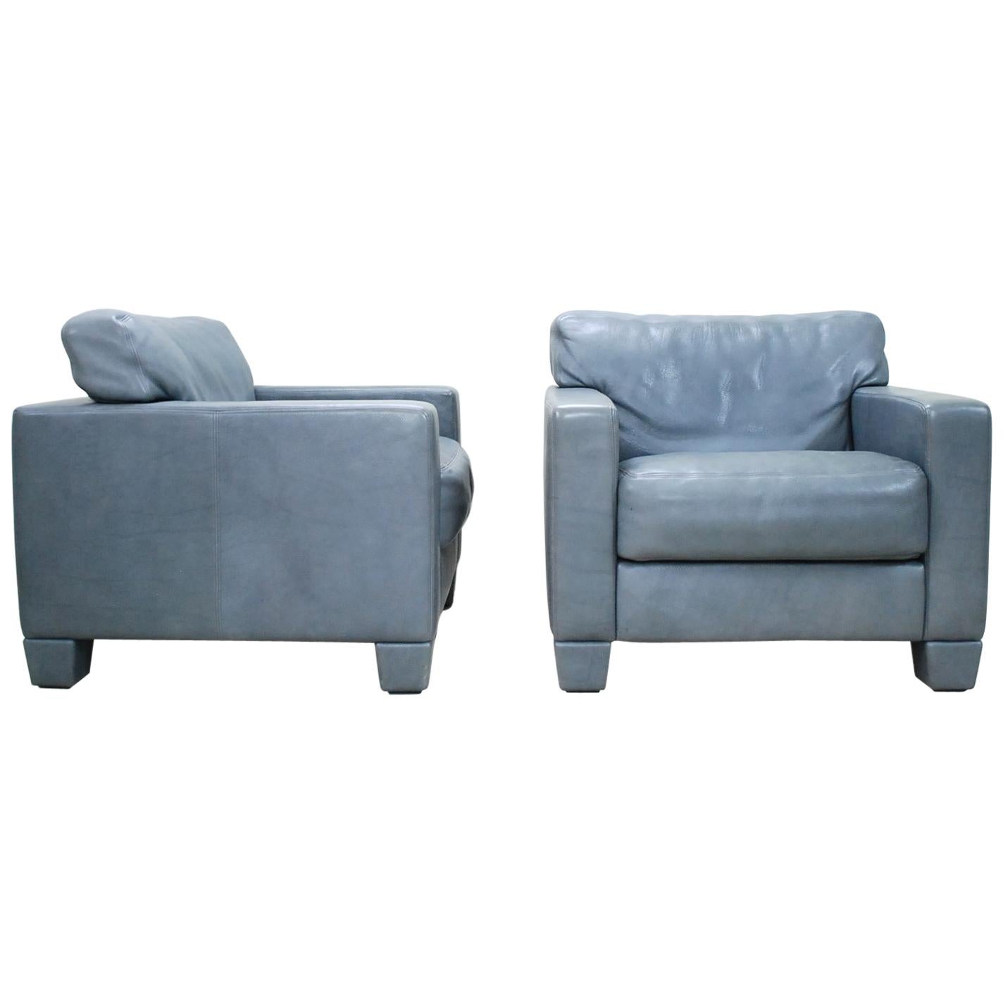 De Sede Ds 17 Pareja de sillones de salón de cuero gris Sillón