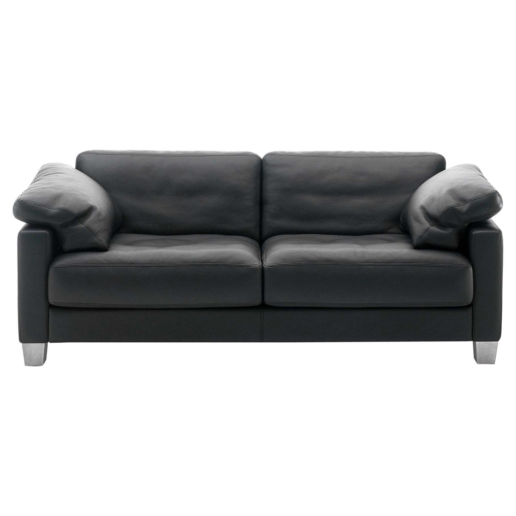 De Sede DS-17 Two-Seat Sofa in Black Upholstery by Antonella Scarpitta For Sale