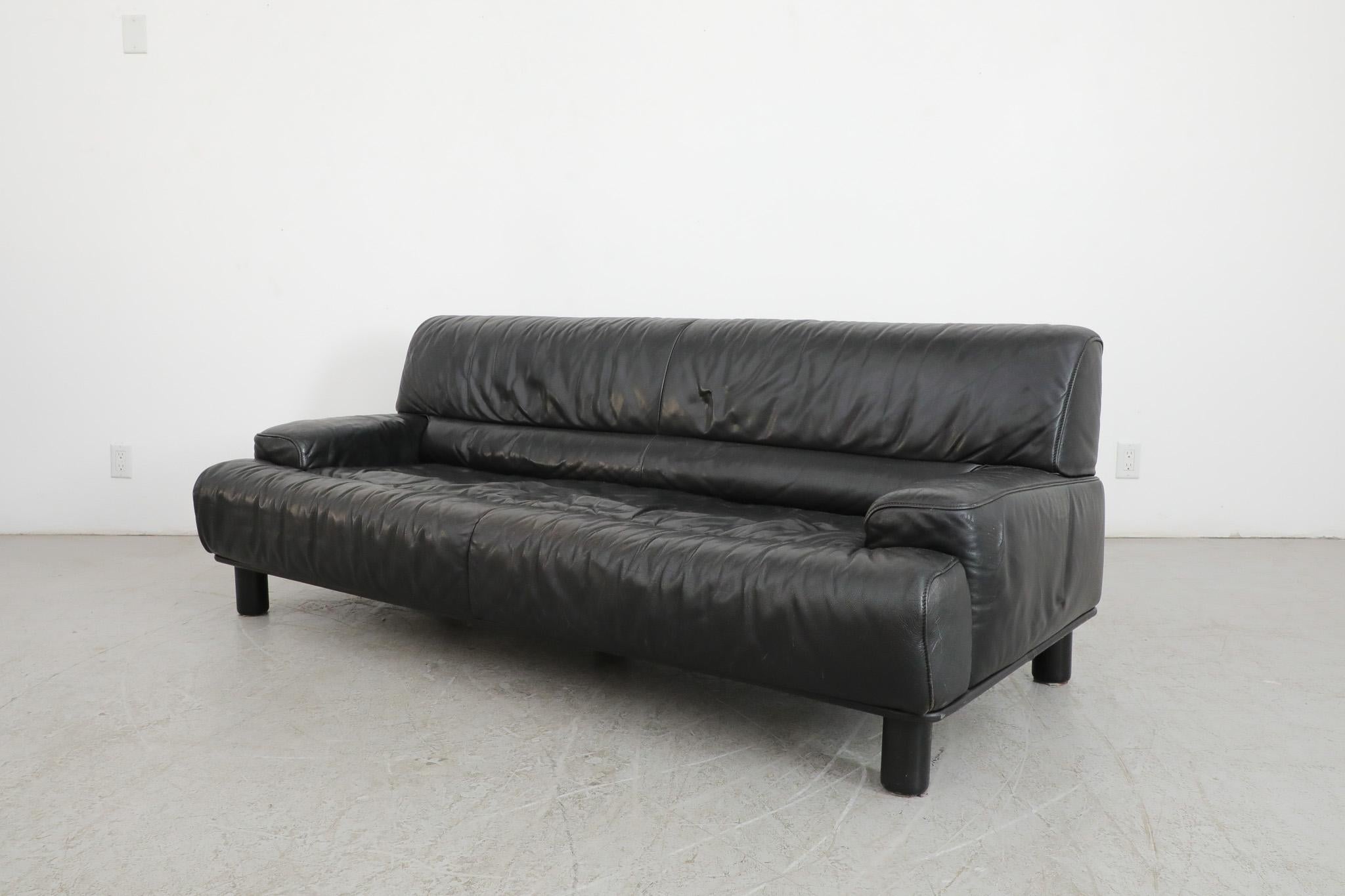 Mid-Century Modern De Sede DS-18 Black Leather Sofa