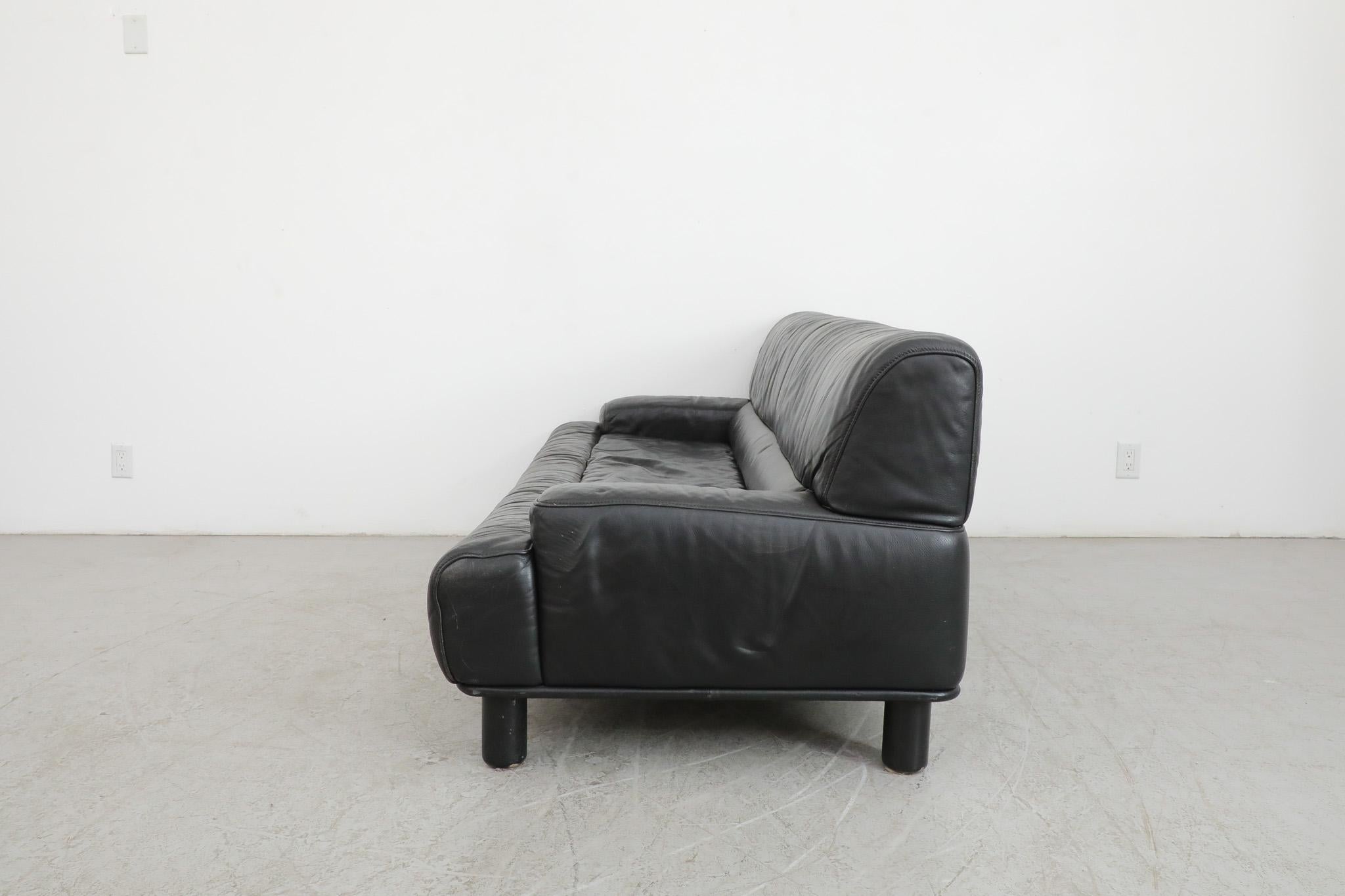 Swiss De Sede DS-18 Black Leather Sofa