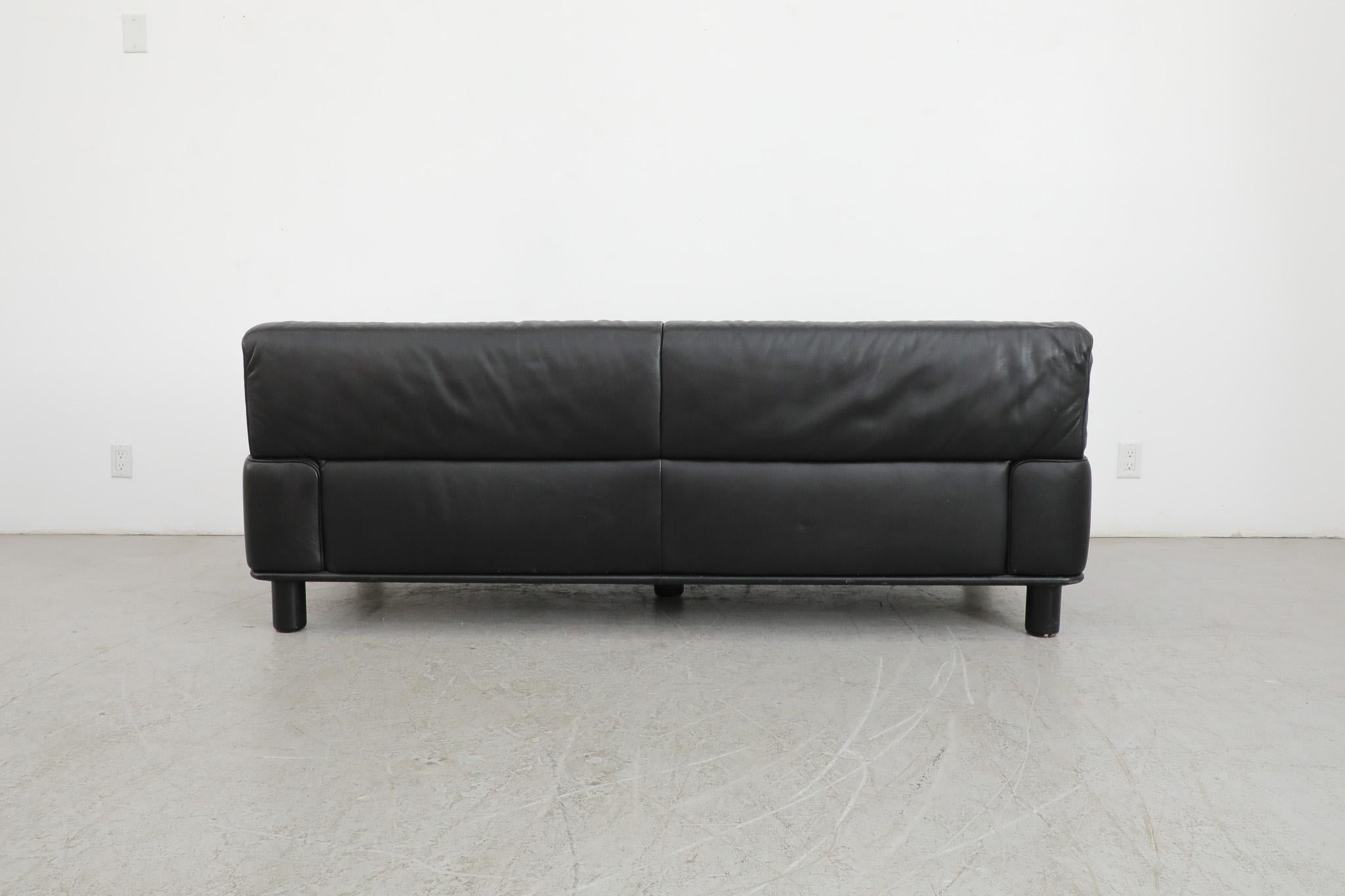 Mid-20th Century De Sede DS-18 Black Leather Sofa