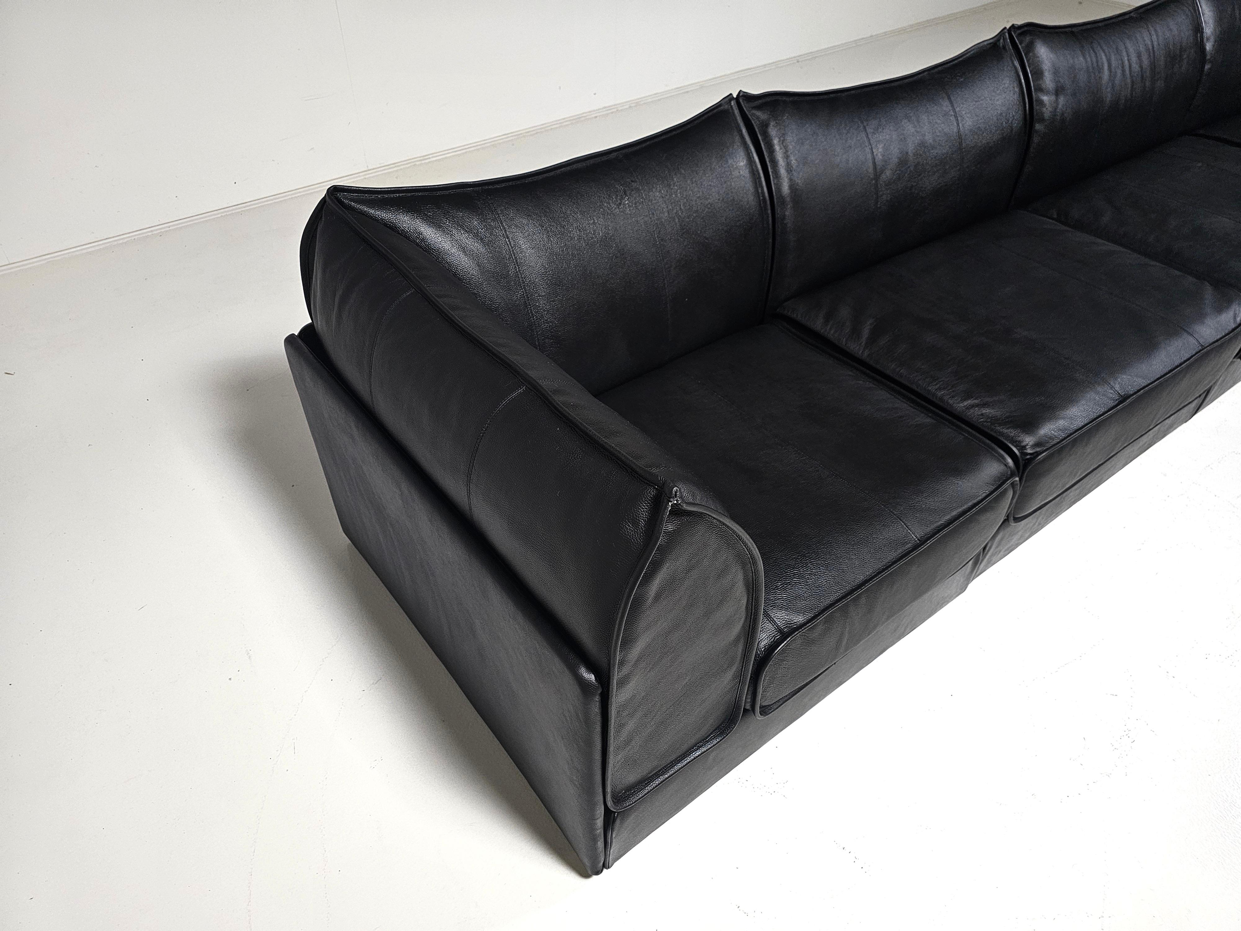 De Sede DS-19 black leather 4-seater 'Pagoda' Sectional Sofa, 1970s For Sale 3