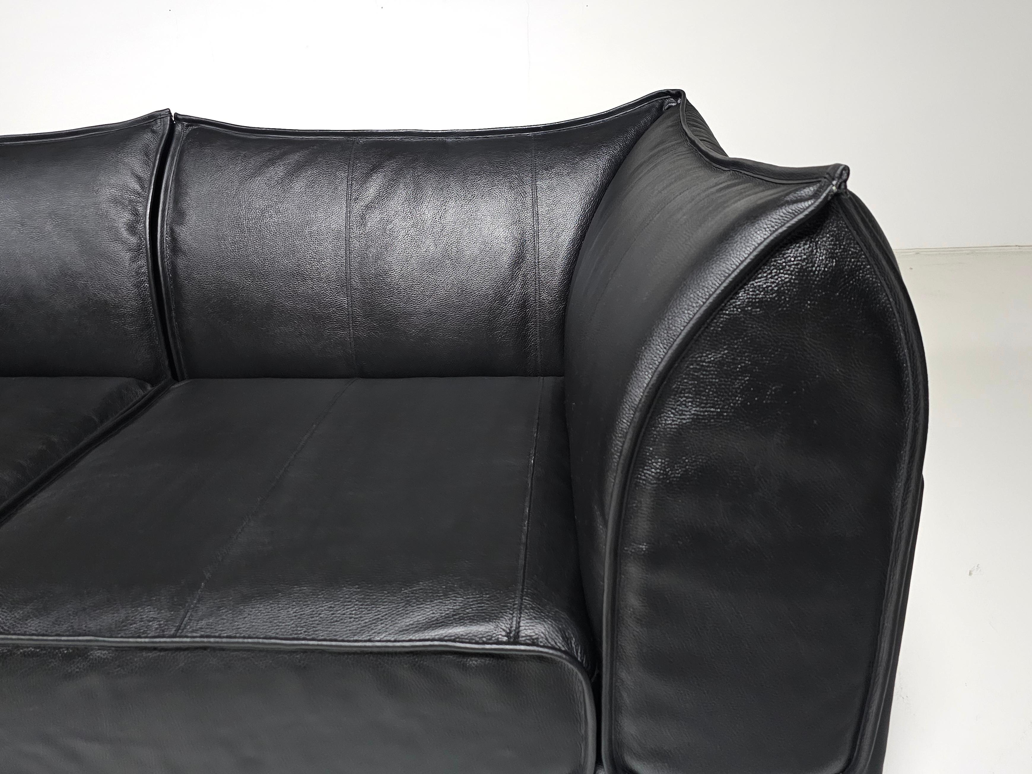 Leather De Sede DS-19 black leather 4-seater 'Pagoda' Sectional Sofa, 1970s For Sale