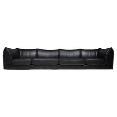 De Sede DS-19 black leather 4-seater 'Pagoda' Sectional Sofa, 1970s