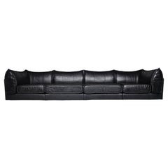 De Sede DS-19 black leather 4-seater 'Pagoda' Sectional Sofa, 1970s