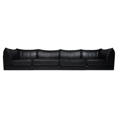 De Sede DS-19 black leather 4-seater 'Pagoda' Sectional Sofa, 1970s