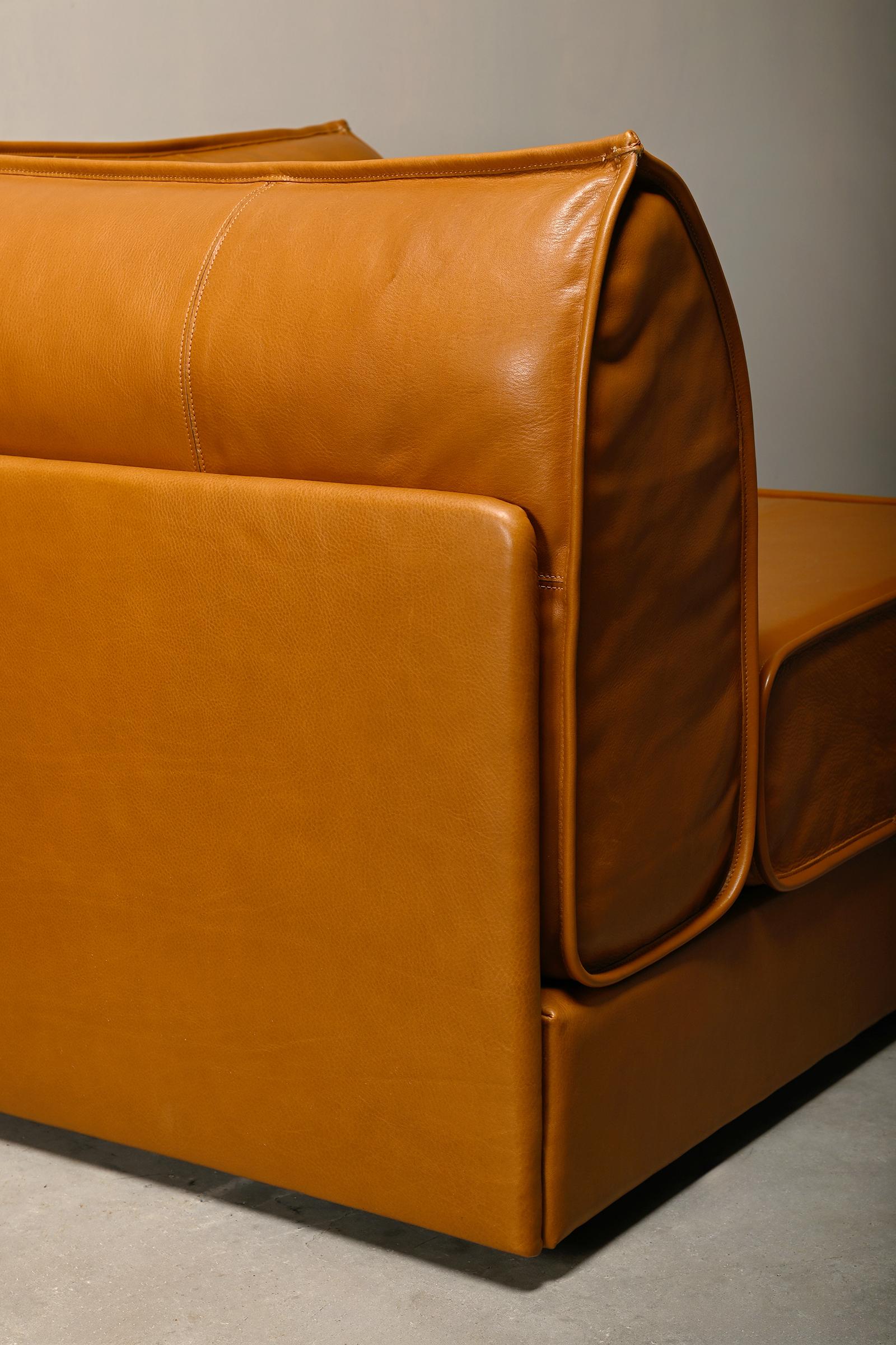 De Sede DS-19 model 'Pagoda' modular Sofa in Cognac Leather For Sale 14