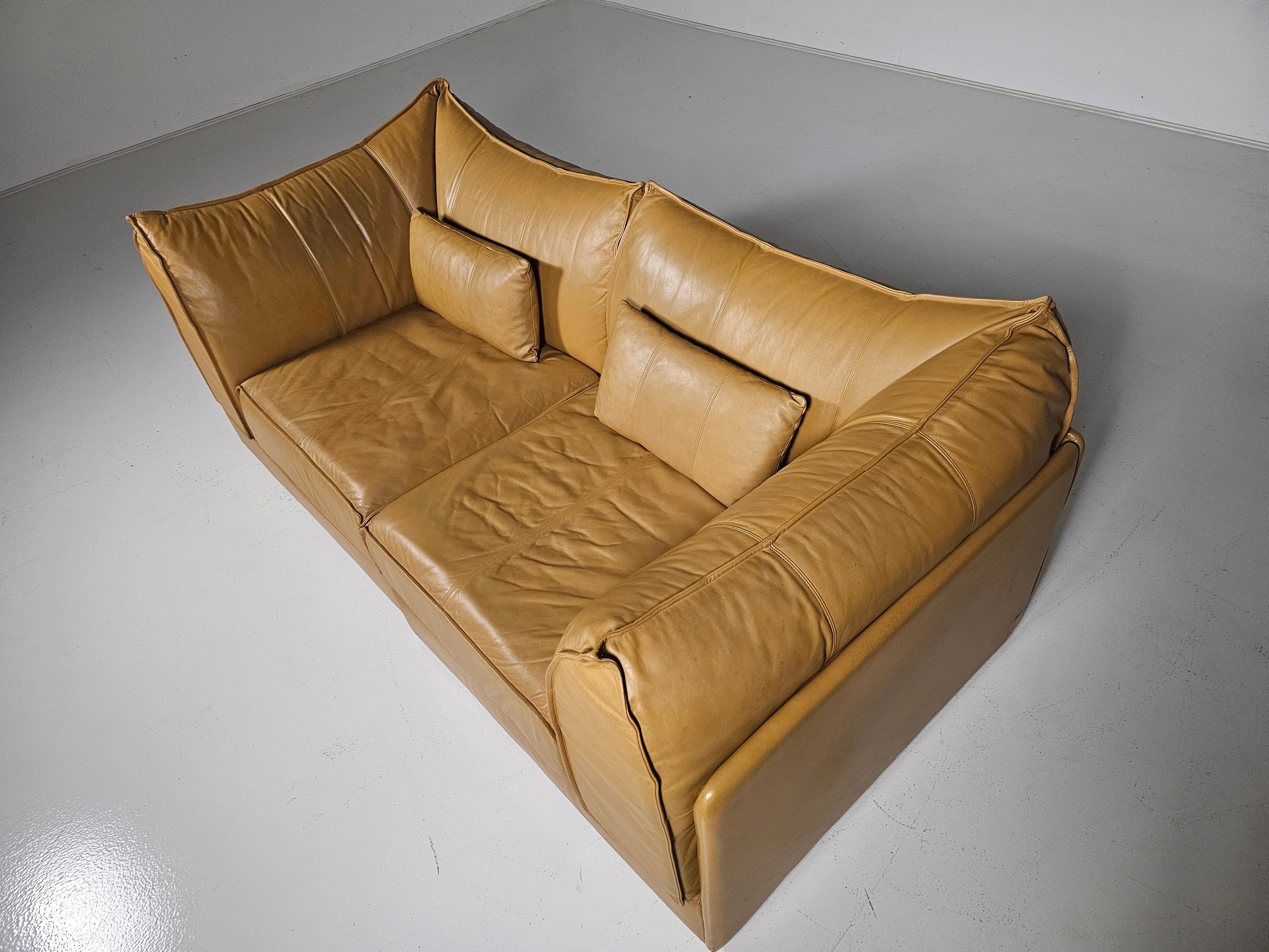 Europeo Divano componibile 'Pagoda' De Sede DS-19 in pelle color cuoio, anni '70 in vendita