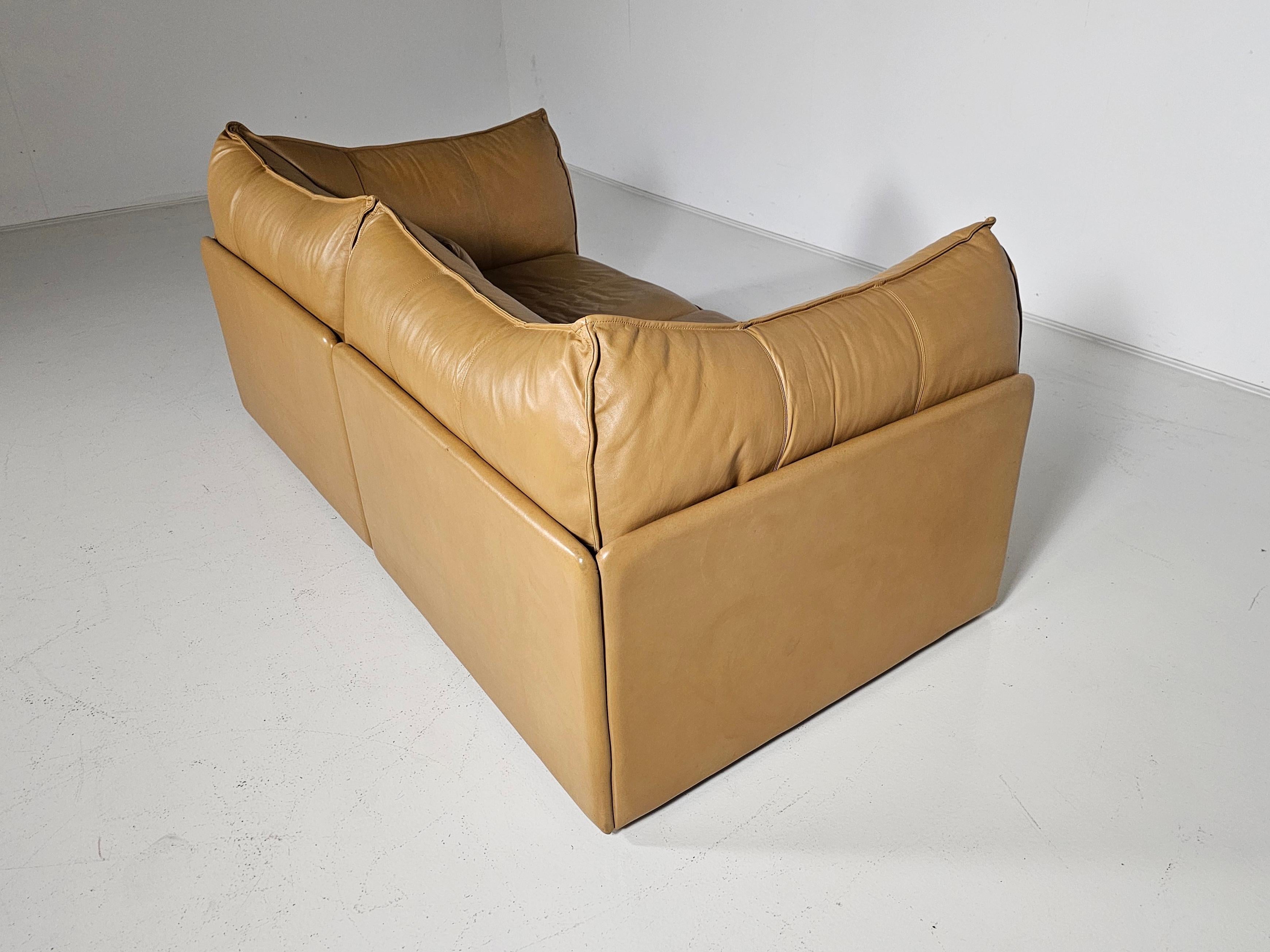 Pelle Divano componibile 'Pagoda' De Sede DS-19 in pelle color cuoio, anni '70 in vendita