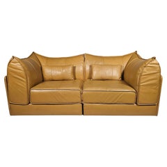 De Sede DS-19 Braunes 2-Sitzer-Sofa „Pagoda“ aus Leder in Hellbraun, 1970er Jahre