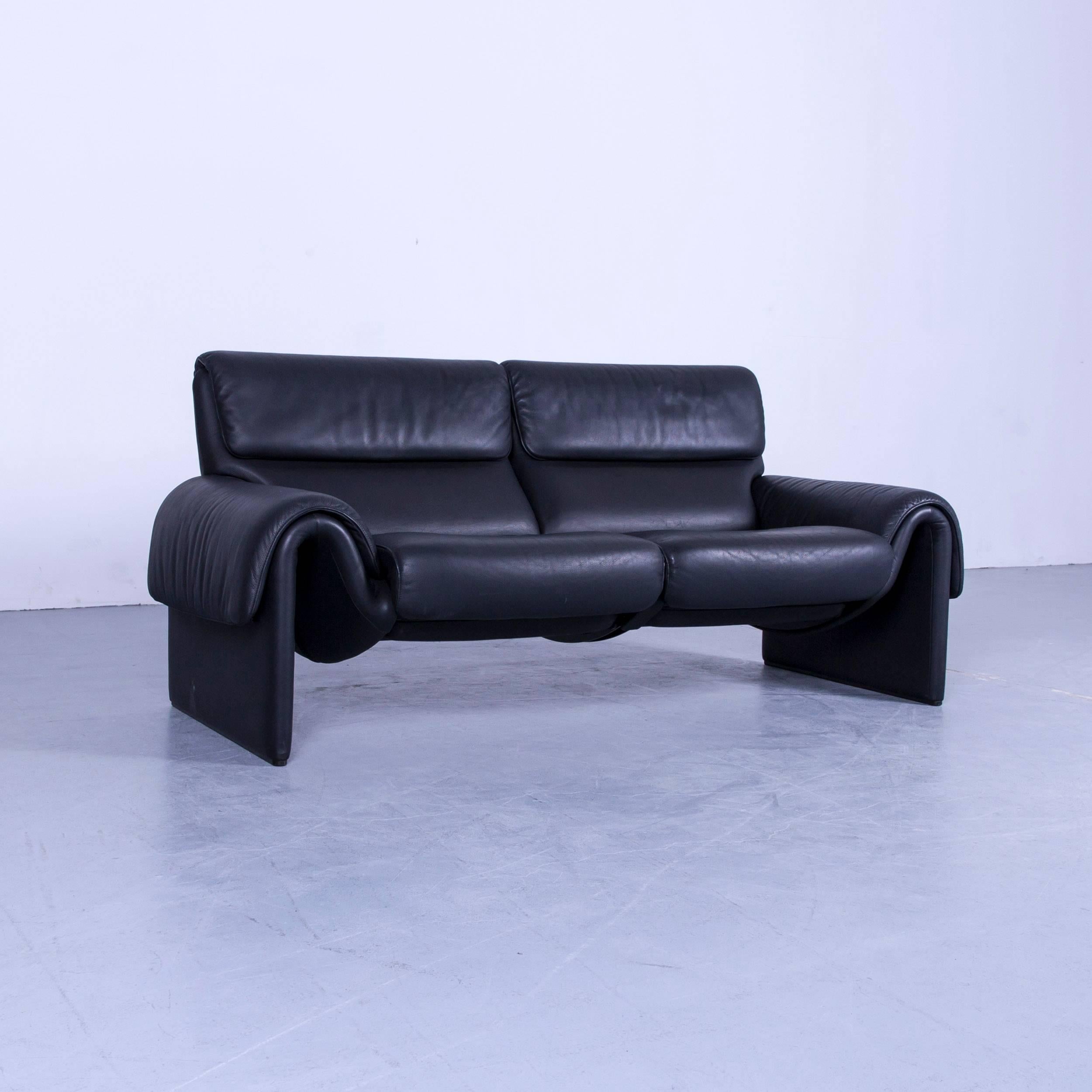 De Sede DS 2000 Designer Sofa relax Function Couch aus schwarzem Leder 1