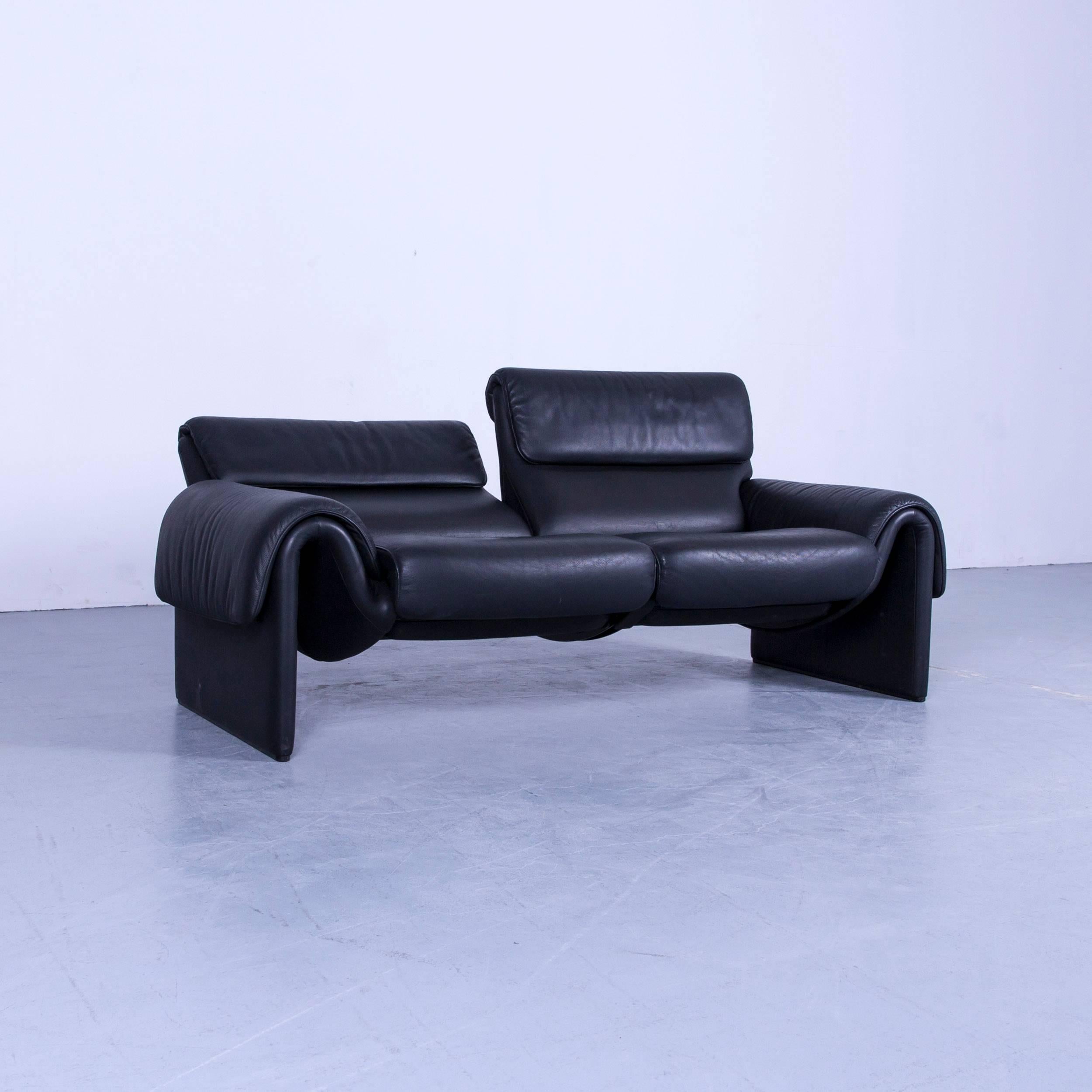 De Sede DS 2000 Designer Sofa relax Function Couch aus schwarzem Leder 2