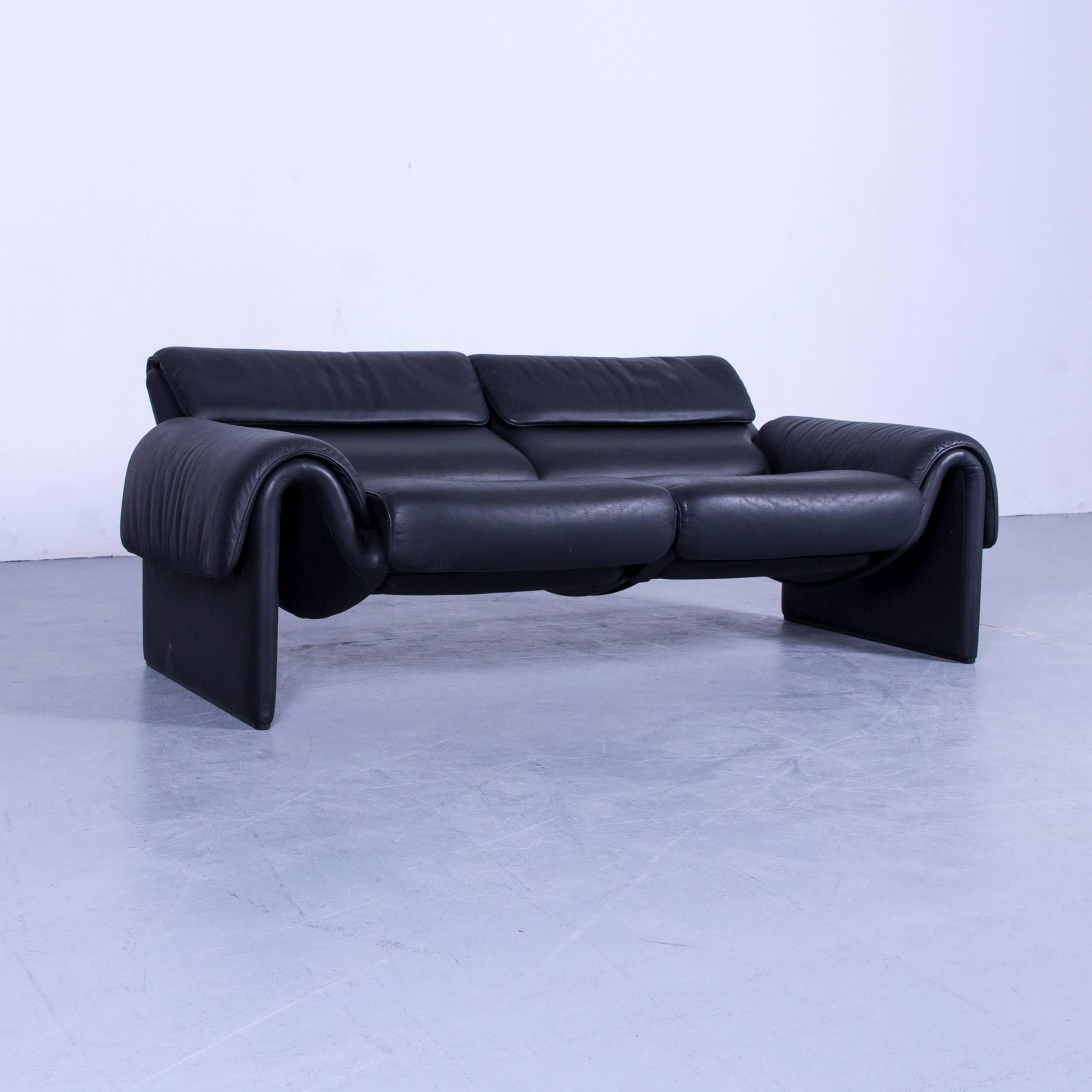 De Sede DS 2000 Designer Sofa relax Function Couch aus schwarzem Leder 3