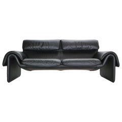 De Sede DS-2011 Black Leather Two Leather Sofa, Switzerland