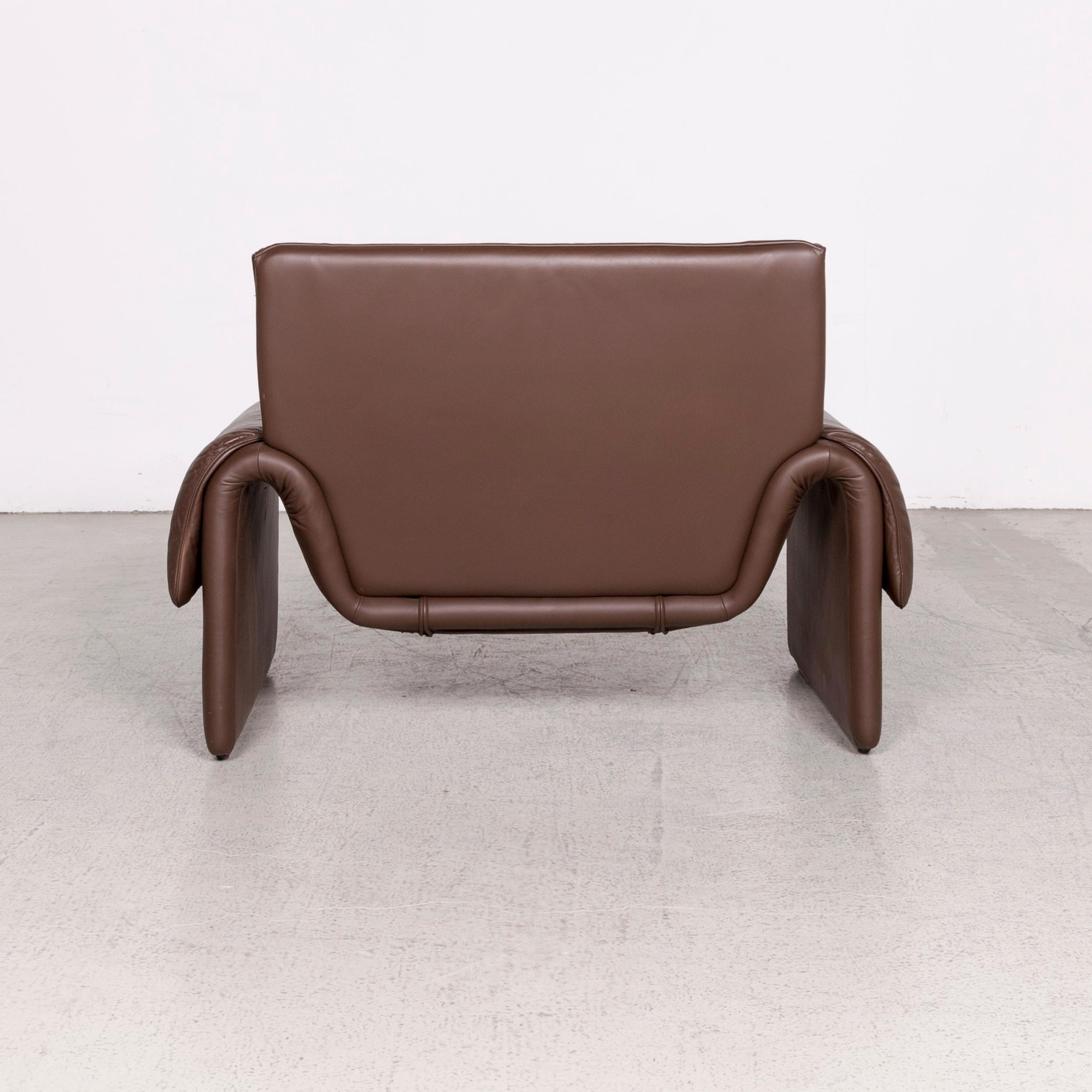 De Sede DS 2011 Designer Leather Armchair Brown Stool Genuine Leather For Sale 3