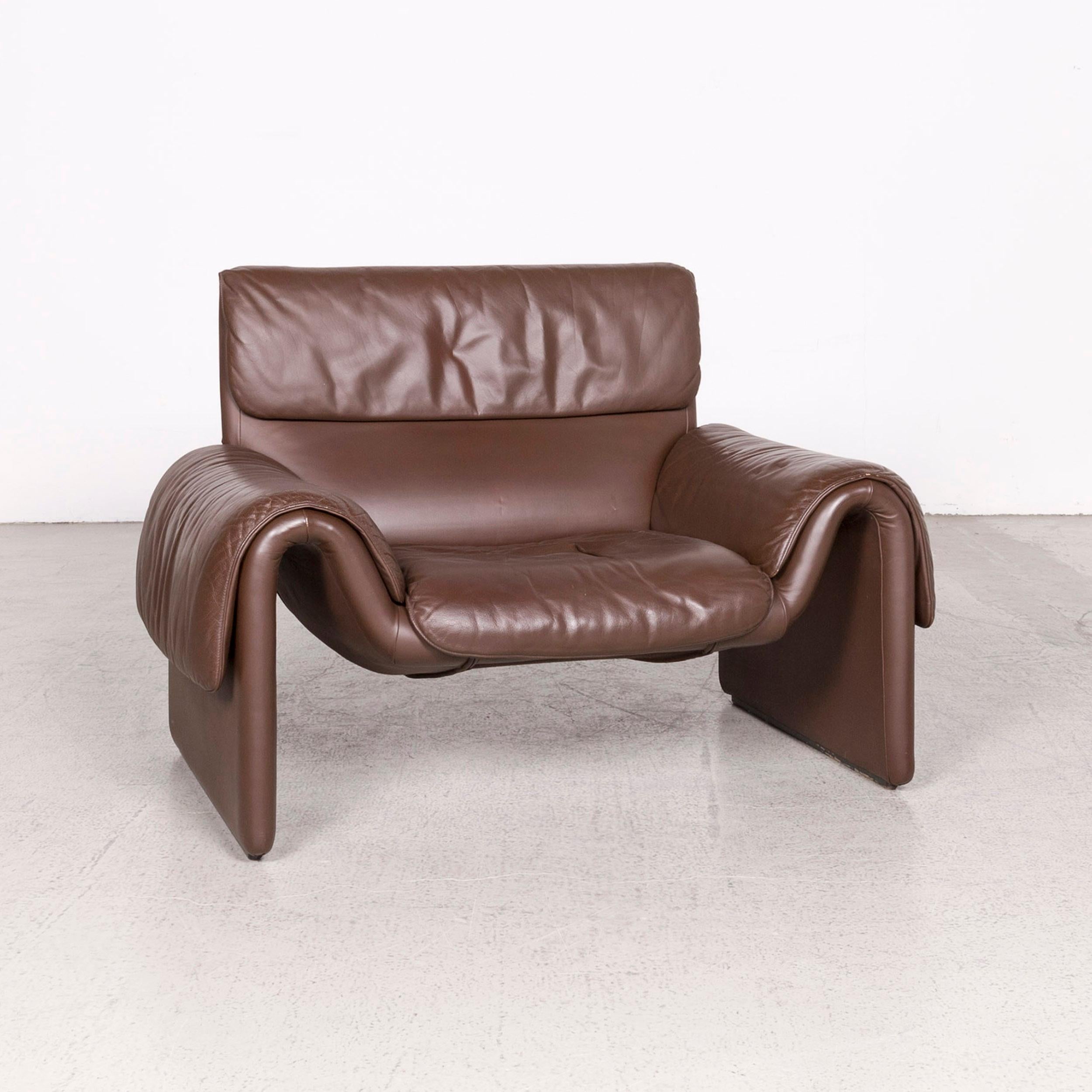 Swiss De Sede DS 2011 Designer Leather Armchair Brown Stool Genuine Leather For Sale