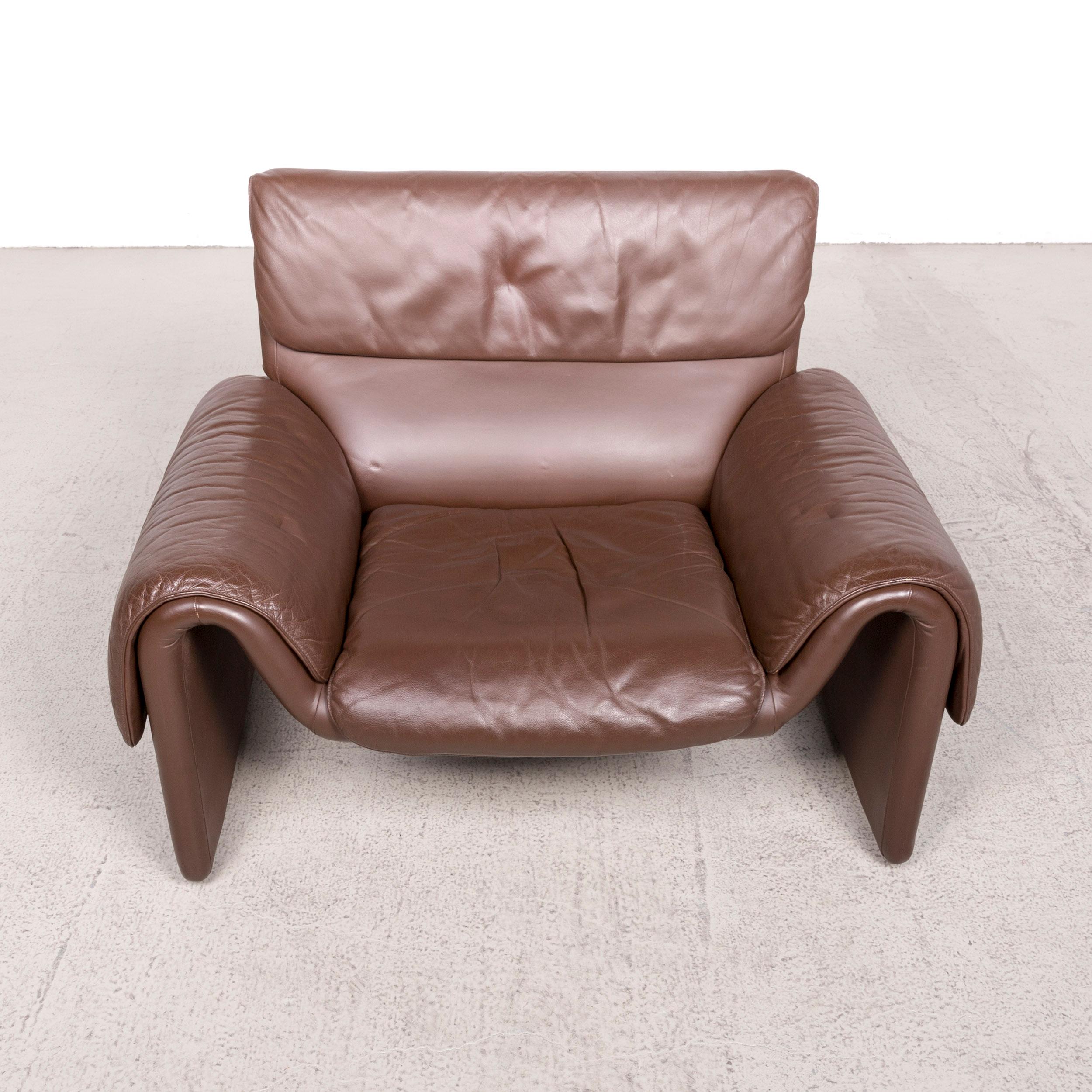 Contemporary De Sede DS 2011 Designer Leather Armchair Brown Stool Genuine Leather For Sale