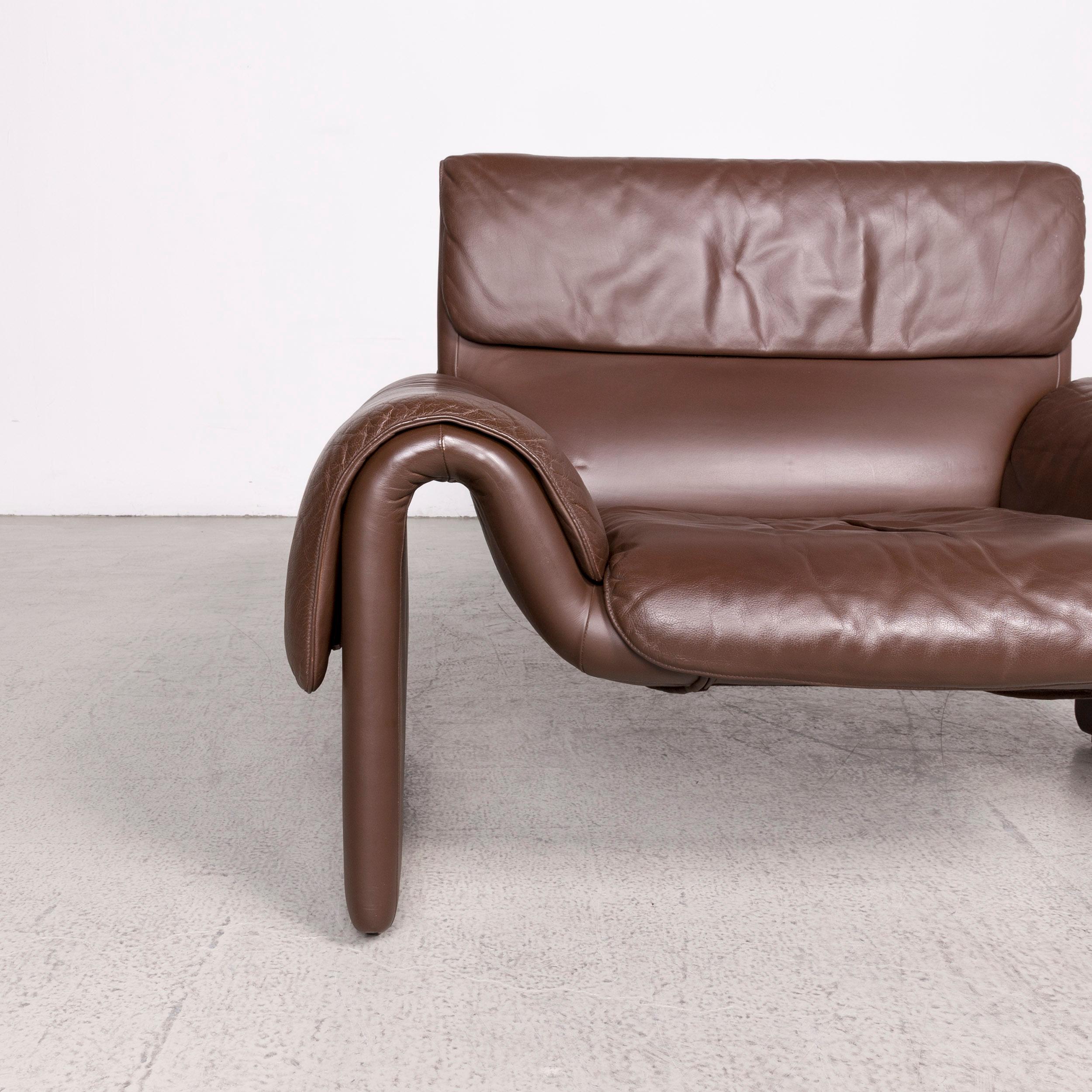 De Sede DS 2011 Designer Leather Armchair Brown Stool Genuine Leather For Sale 1