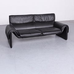 De Sede DS 2011 Designer Sofa Leather Black Two-Seat Couch Modern