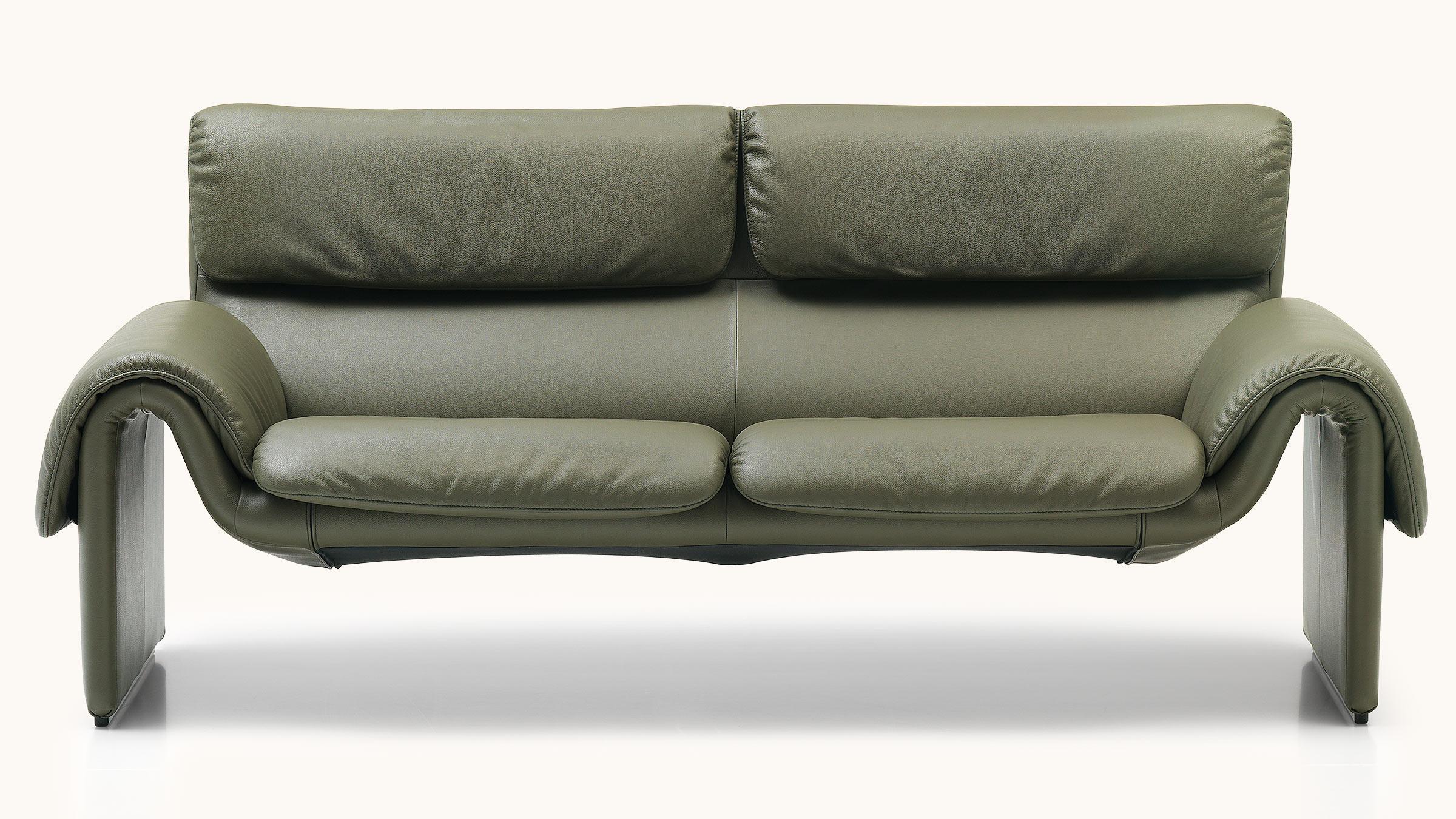 Modern De Sede Ds-2011 Two-Seat Sofa in Jade Upholstery by De Sede Design Team For Sale