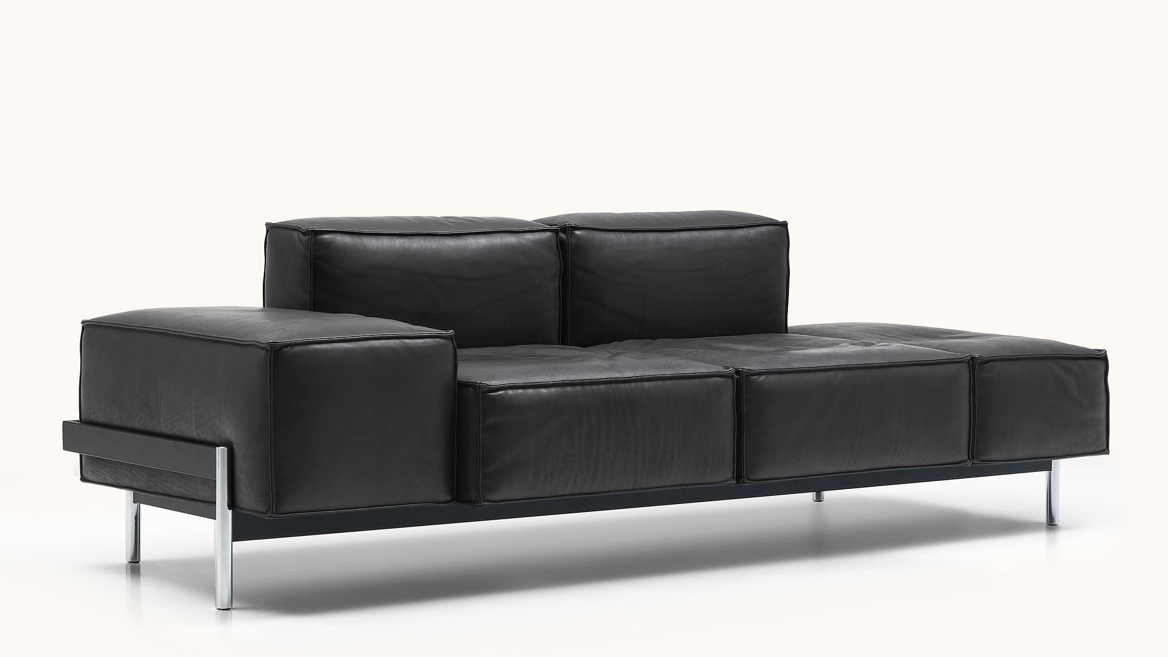 De Sede DS-21/123A Two-Seat Modular Sofa in Black Leather by Stephan Hürlemann In New Condition For Sale In Brooklyn, NY