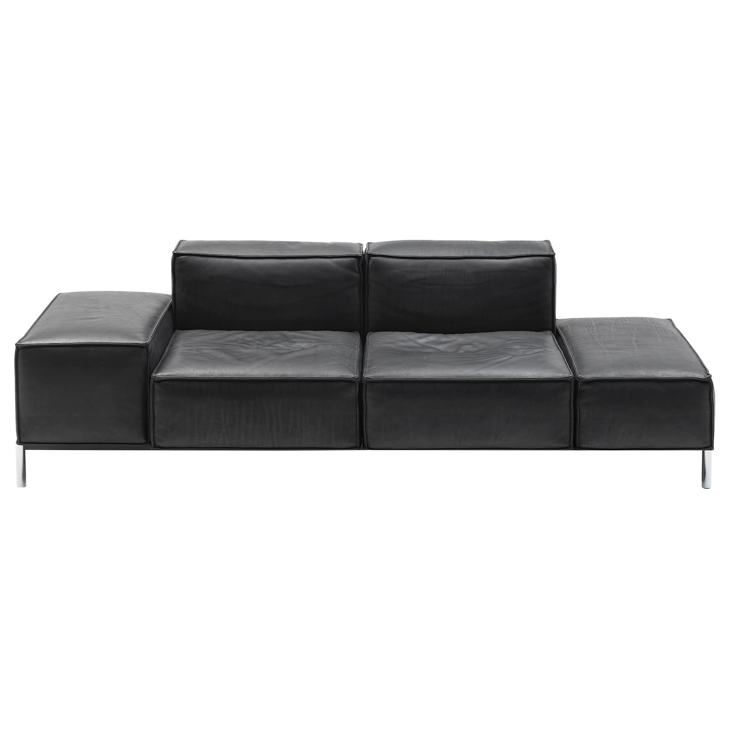 De Sede DS-21/123A Two-Seat Modular Sofa in Black Leather by Stephan Hürlemann For Sale