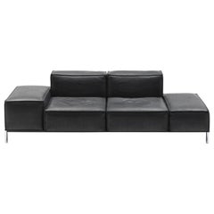 De Sede DS-21/123A Zweisitziges modulares Sofa aus schwarzem Leder von Stephan Hürlemann