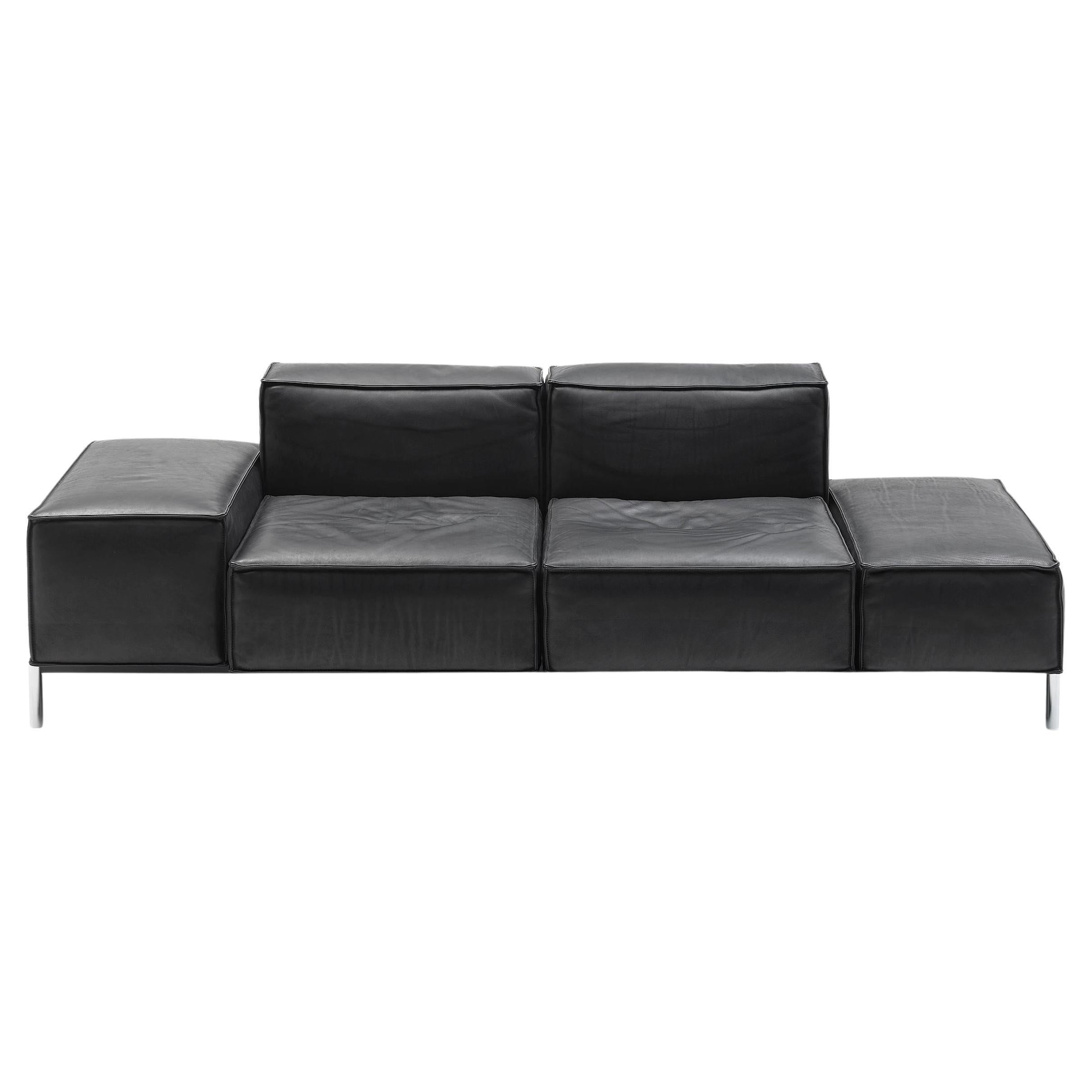 De Sede DS-21/123A Two-Seat Modular Sofa in Black Leather by Stephan Hürlemann