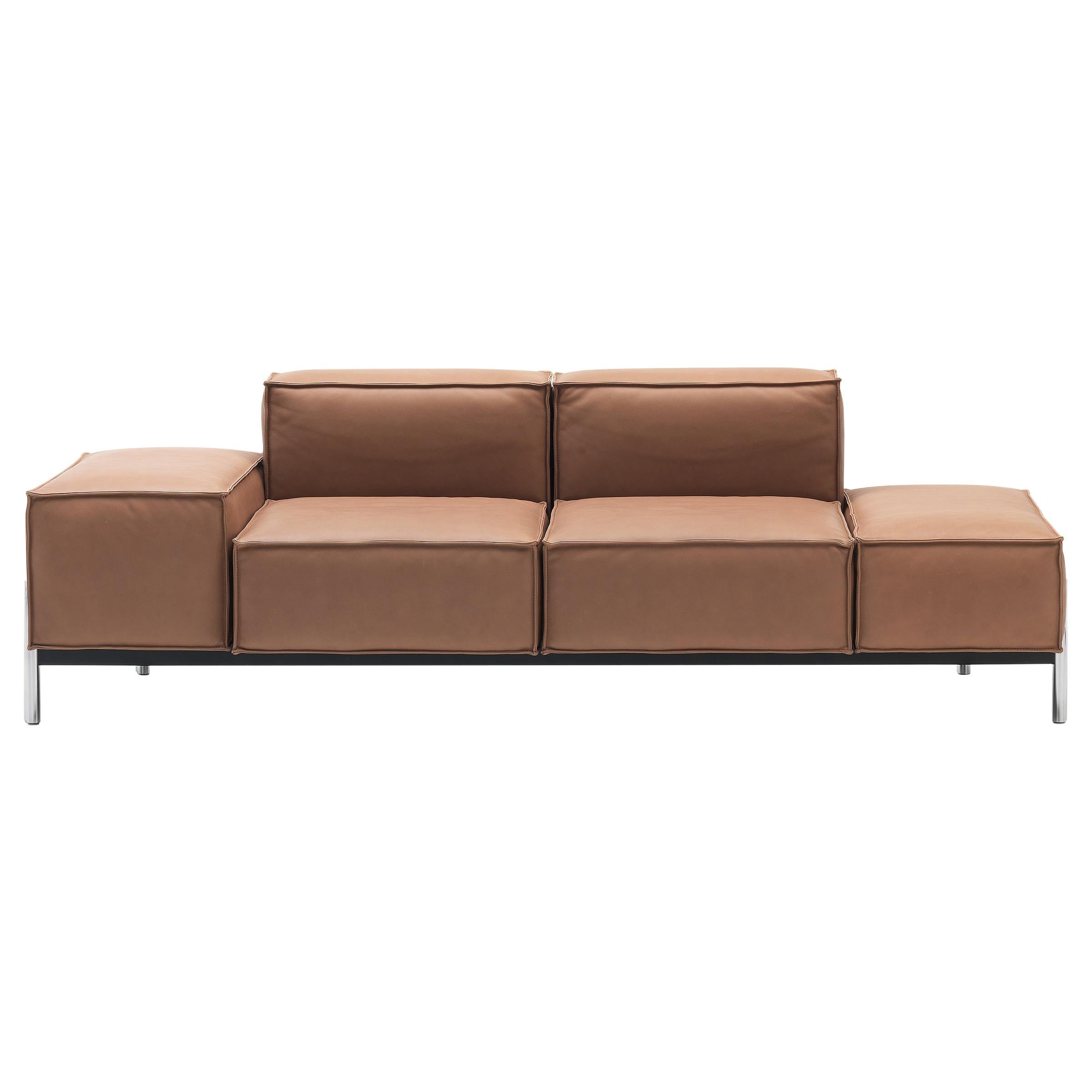 De Sede DS-21/123A Two-Seat Modular Sofa in Hazel Leather by Stephan Hürlemann For Sale