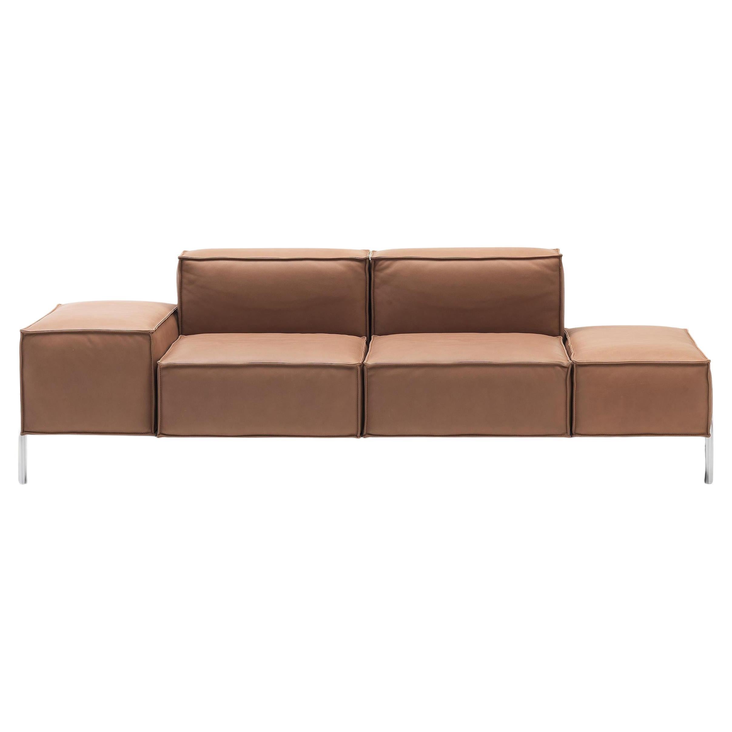 De Sede DS-21/123A Two-Seat Modular Sofa in Hazel Leather by Stephan Hürlemann For Sale