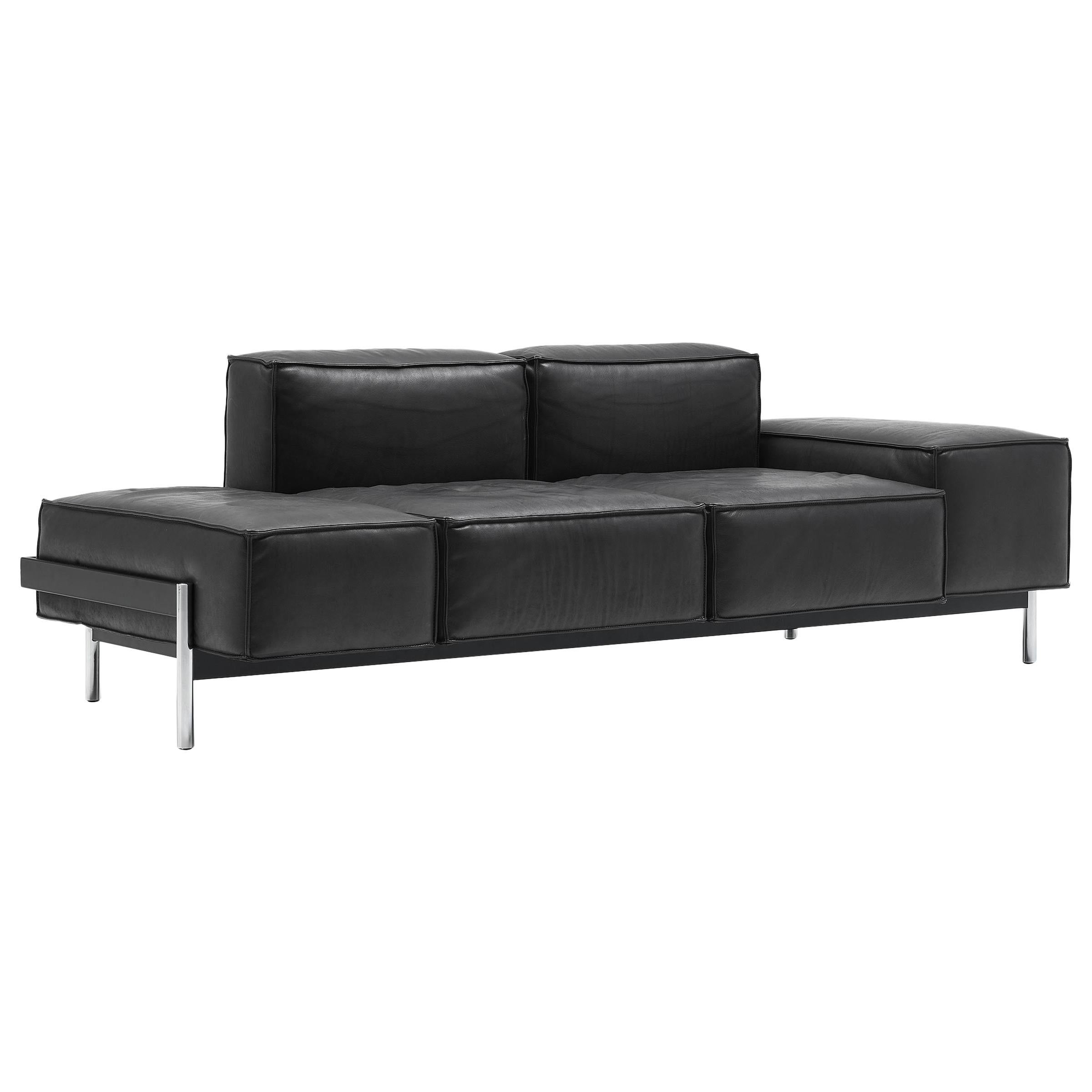 De Sede DS-21/123B Zweisitziges modulares Sofa aus schwarzem Leder von Stephan Hrlemann