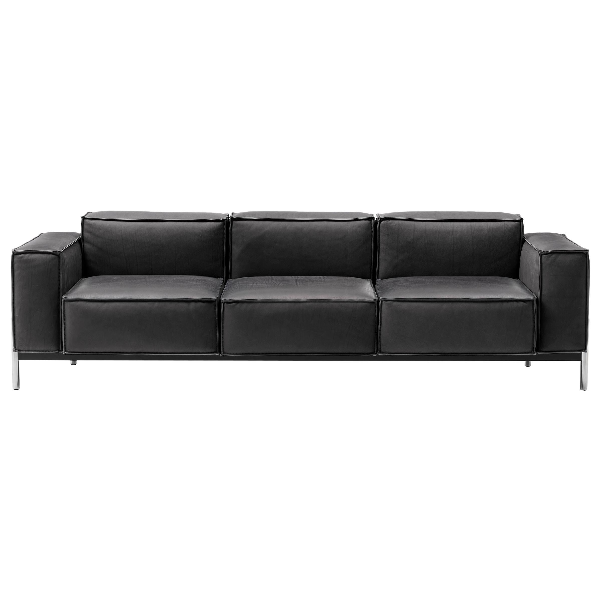 De Sede DS-21 Three-Seat Sofa in Black Upholstery by Stephan Hürlemann For Sale