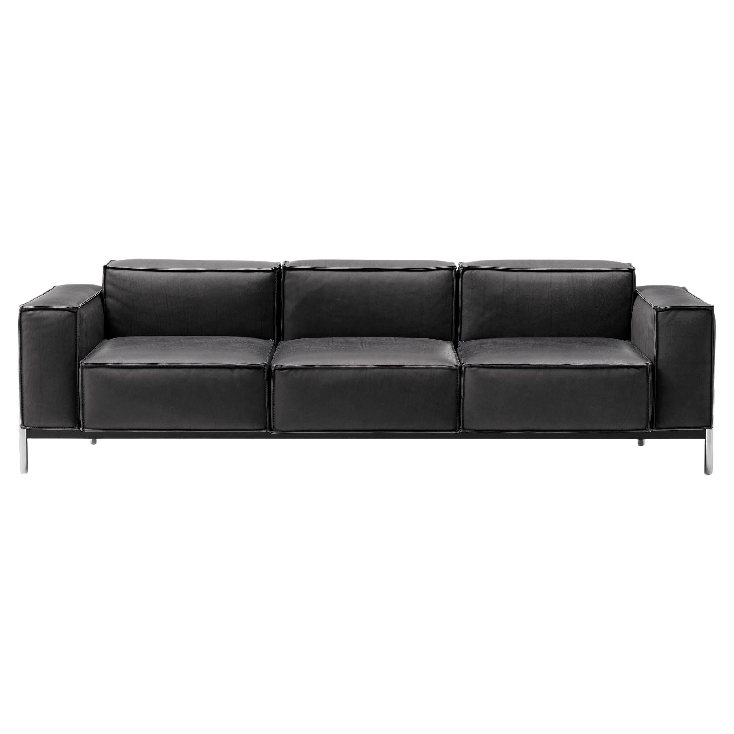 De Sede DS-21 Three-Seat Sofa in Black Upholstery by Stephan Hürlemann