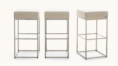 Sgabello De Sede DS-218/55 con rivestimento bianco sporco di Paolo Piva