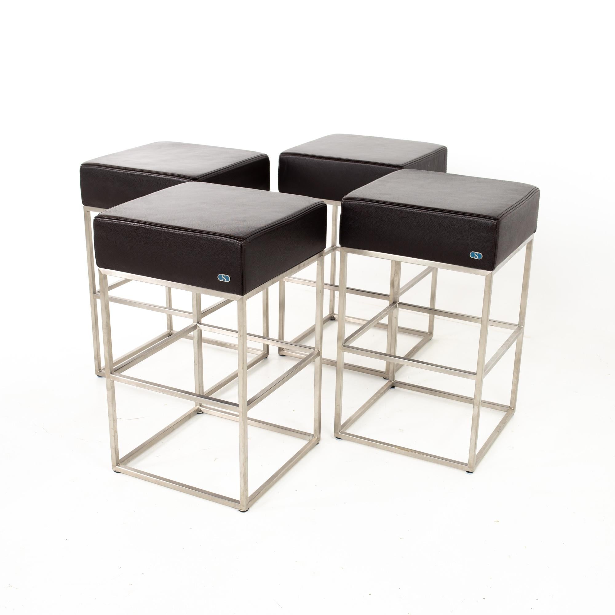 De Sede DS-218 leather bar stools, set of 4
Each stool measures: 15.5 wide x 15.5 deep x 25 inches high

This piece is available in what we call restored vintage condition. Upon purchase it is thoroughly cleaned and minor repairs are made, all of