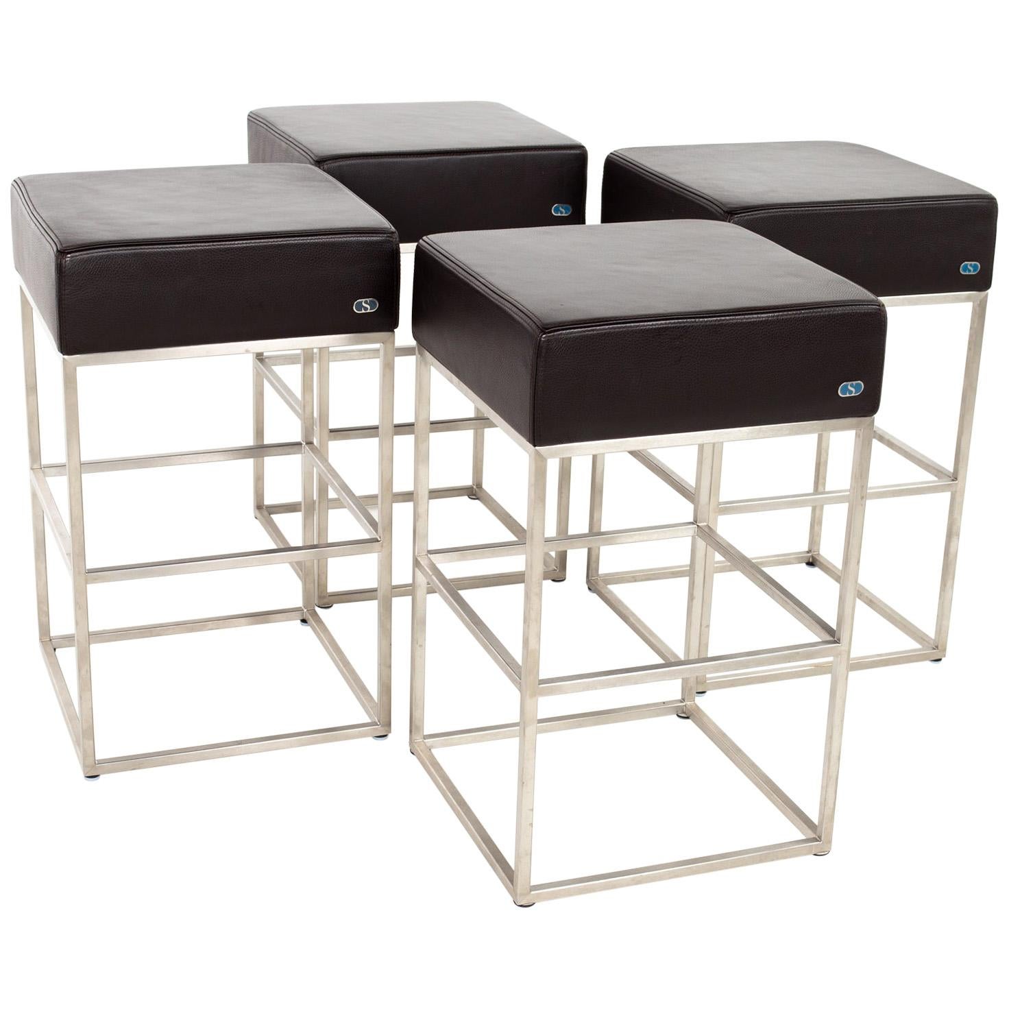 De Sede DS-218 Leather Bar Stools, Set of 4