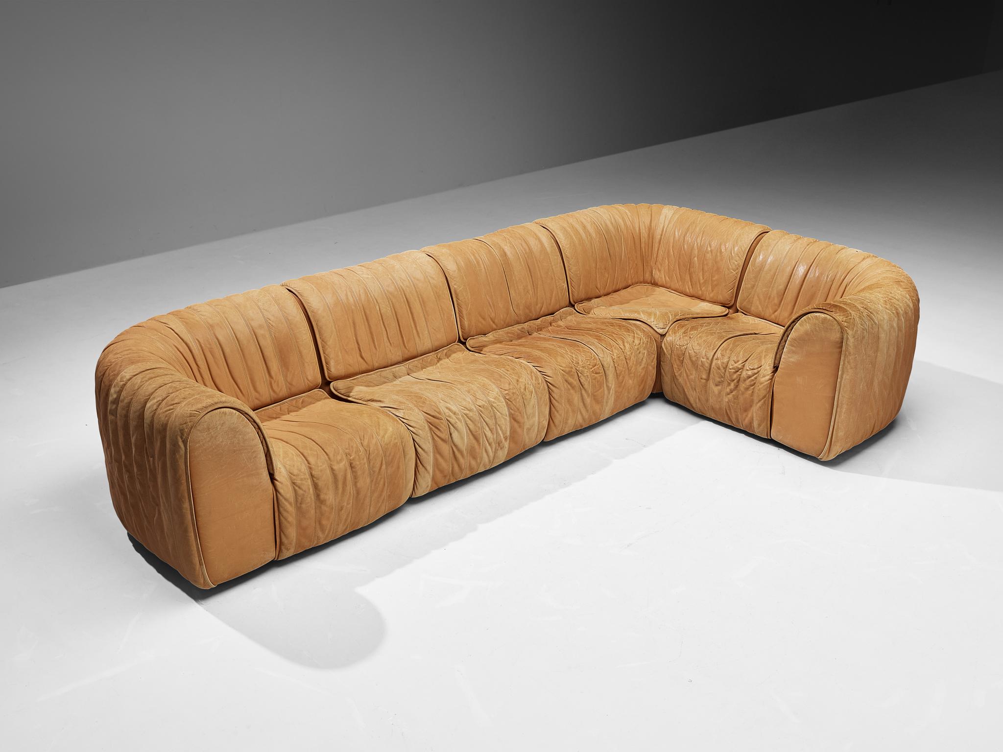 De Sede 'DS-22' Modulares Sofa aus karamellfarbenem Leder  im Angebot 5