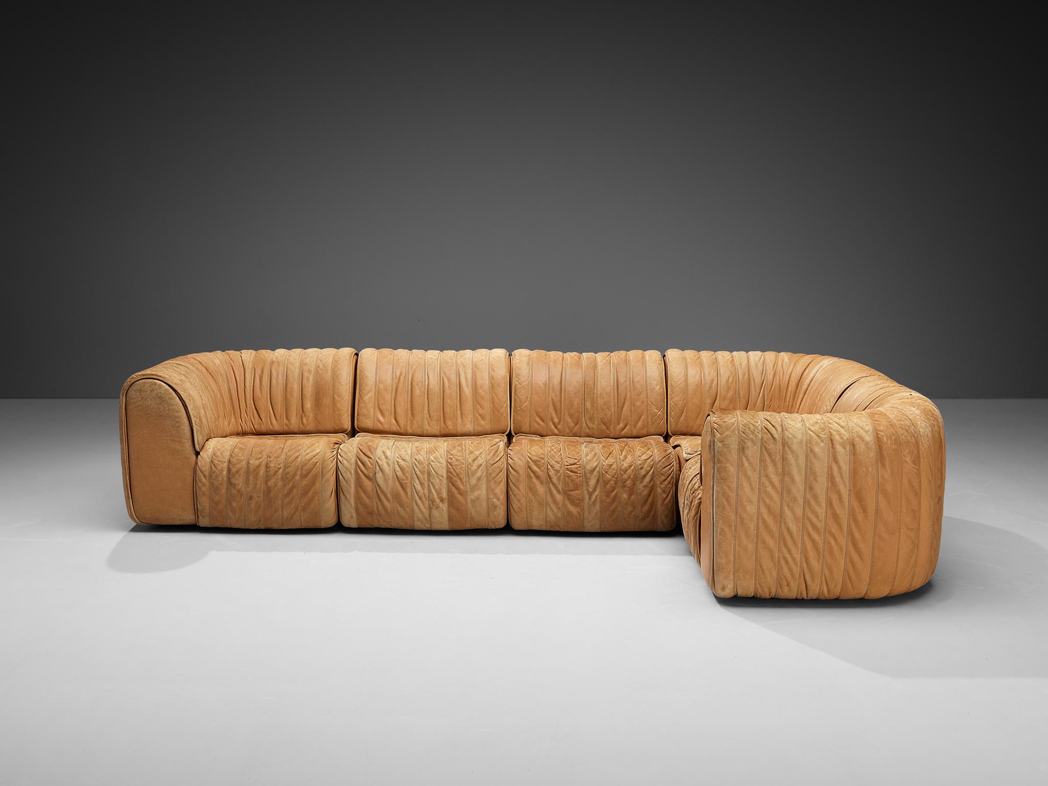 De Sede 'DS-22' Modulares Sofa aus karamellfarbenem Leder  im Zustand „Gut“ im Angebot in Waalwijk, NL