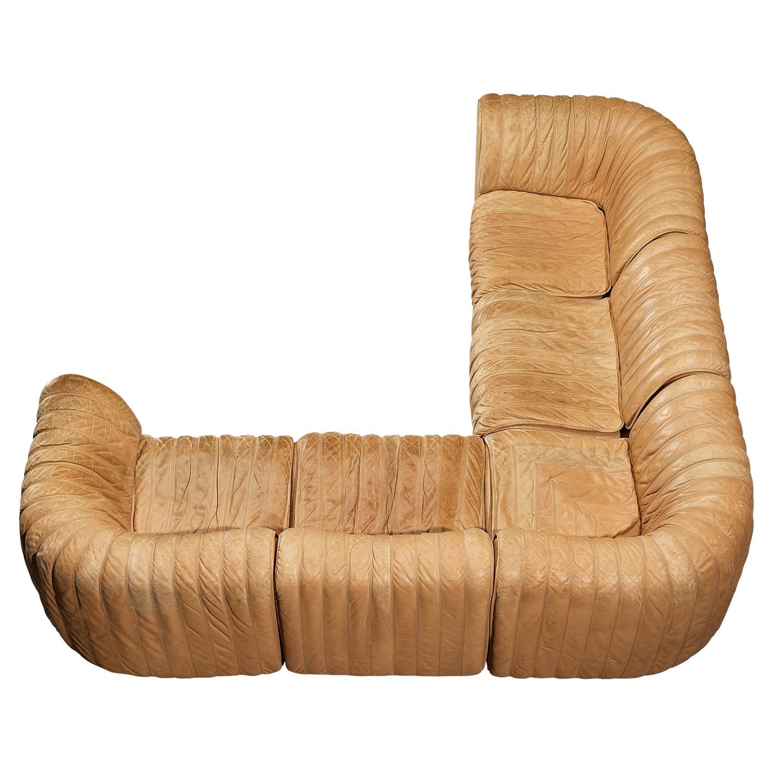 De Sede 'DS-22' Modulares Sofa aus karamellfarbenem Leder 