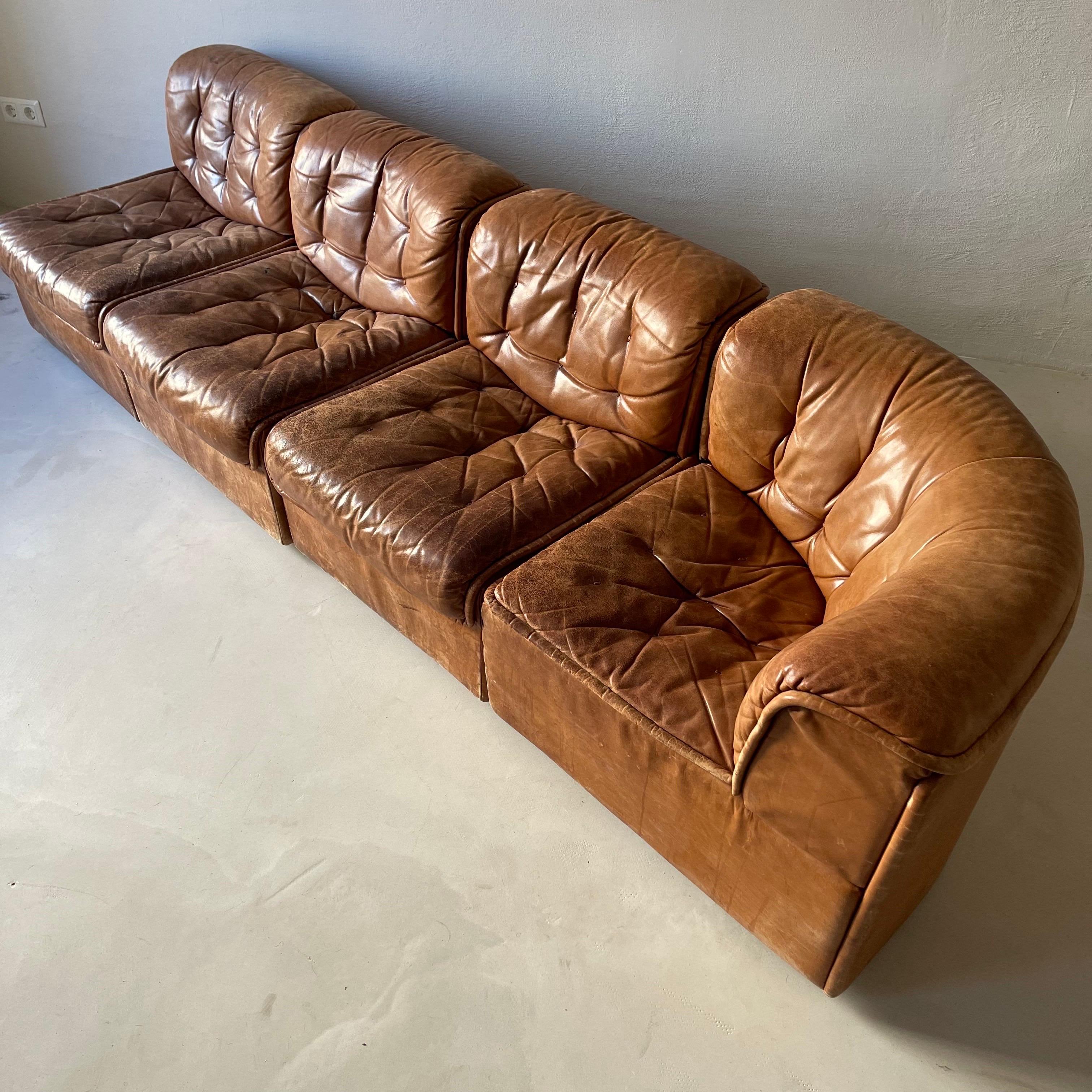 De Sede ‘DS-22’ Modular Sofa in Cognac Leather 7