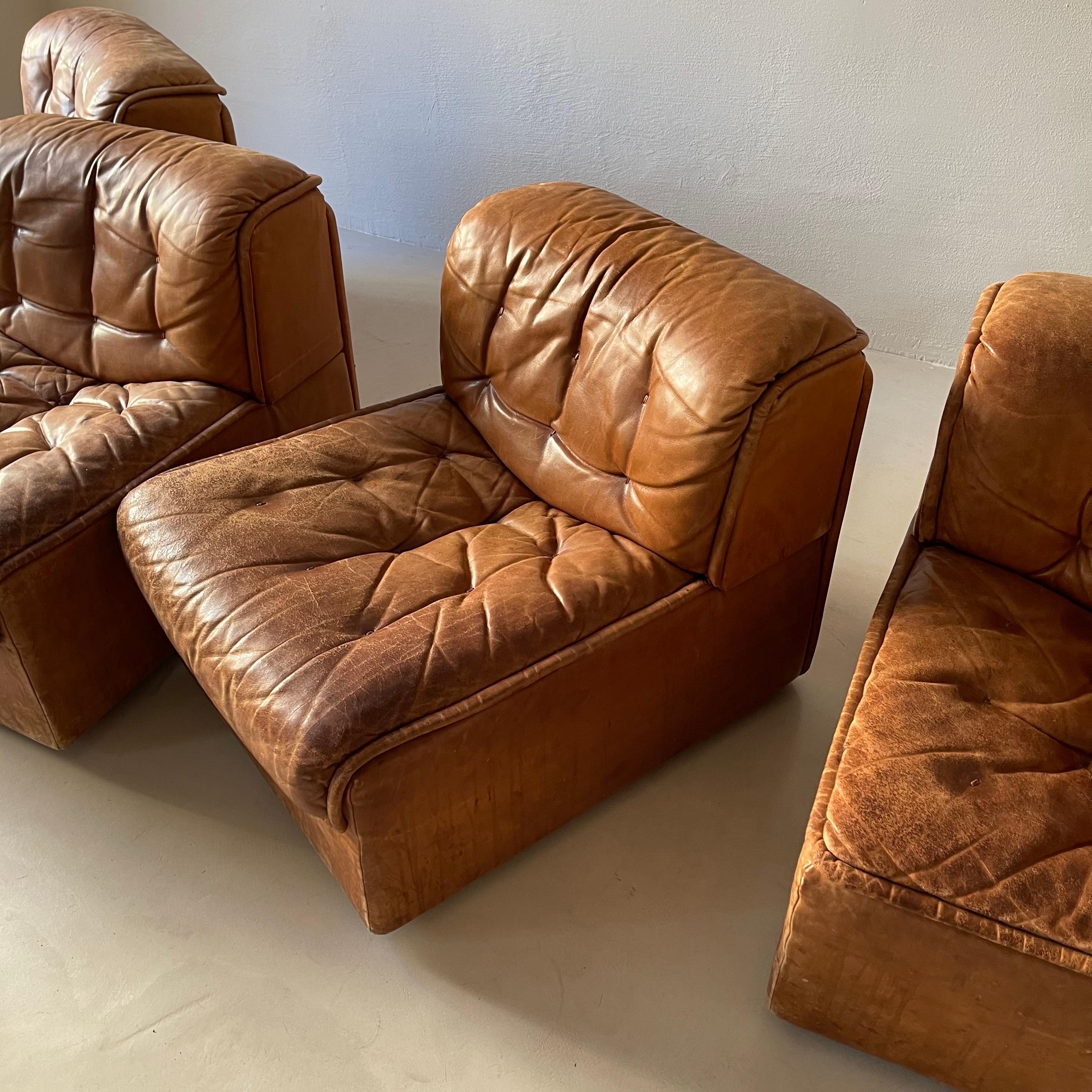 Late 20th Century De Sede ‘DS-22’ Modular Sofa in Cognac Leather